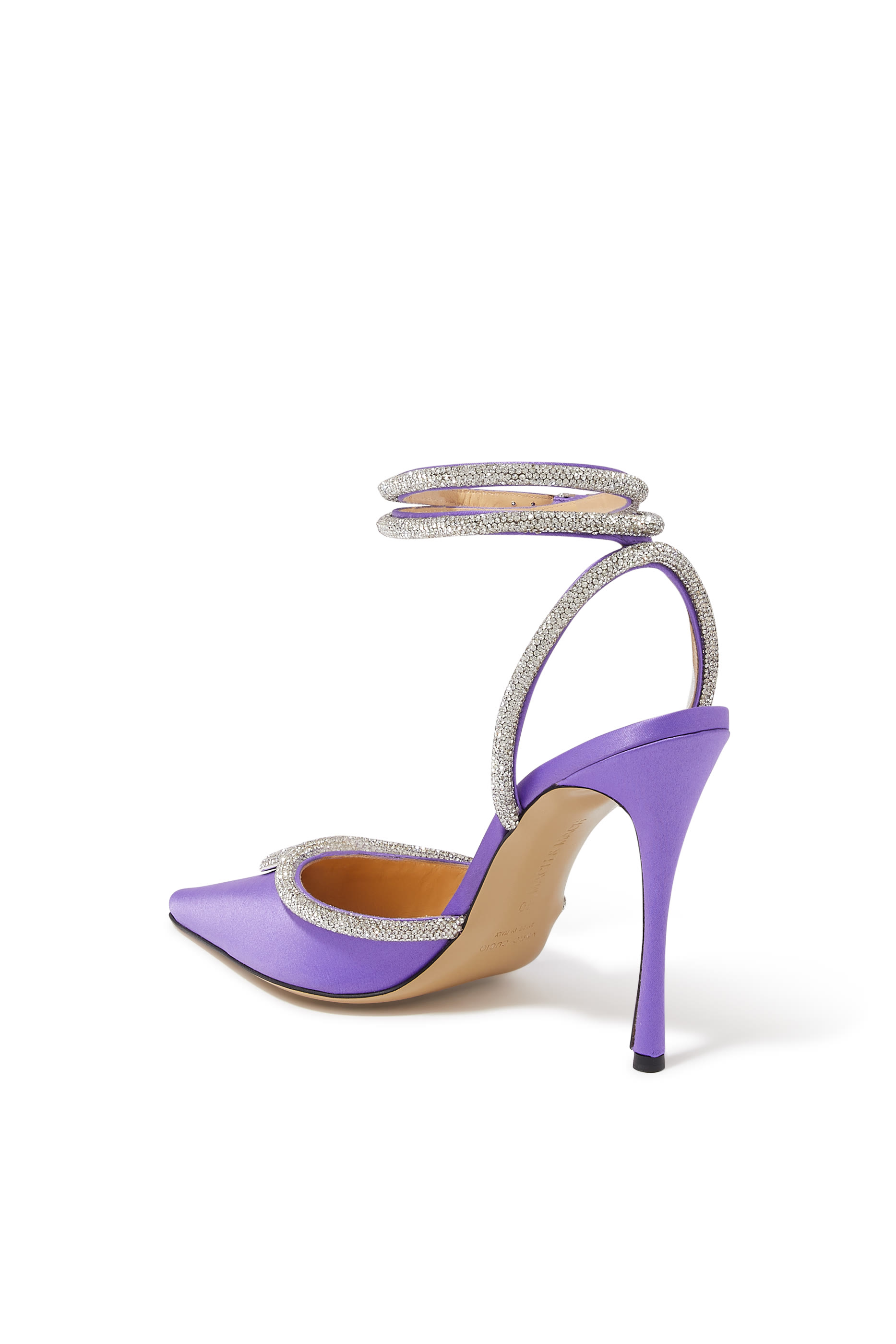 حذاء كلاسيكي بقلب مرصع بالكريستال وكعب مقاس 95 مم ستان