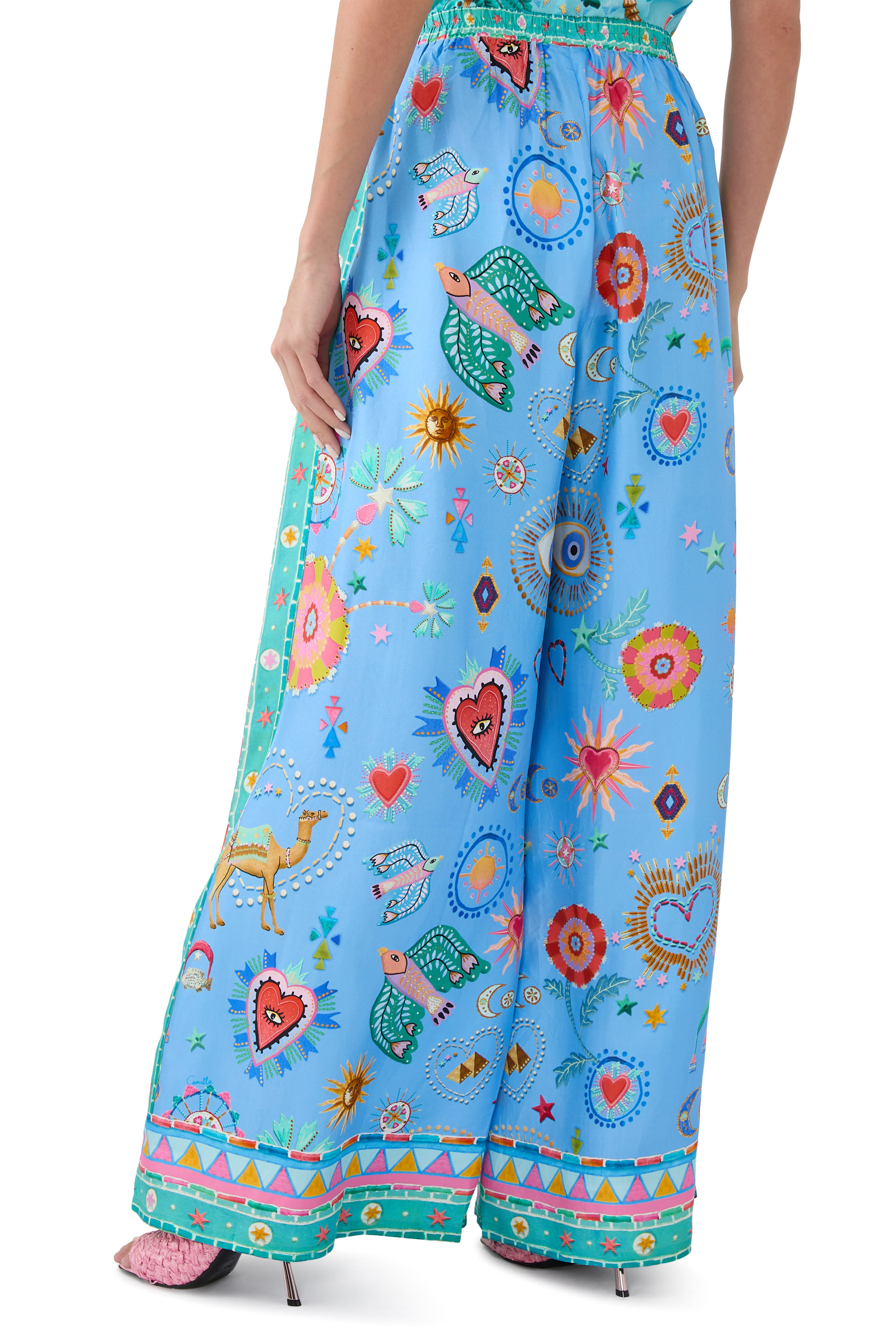 بنطال بطية أمامية بطبعة فيلاج