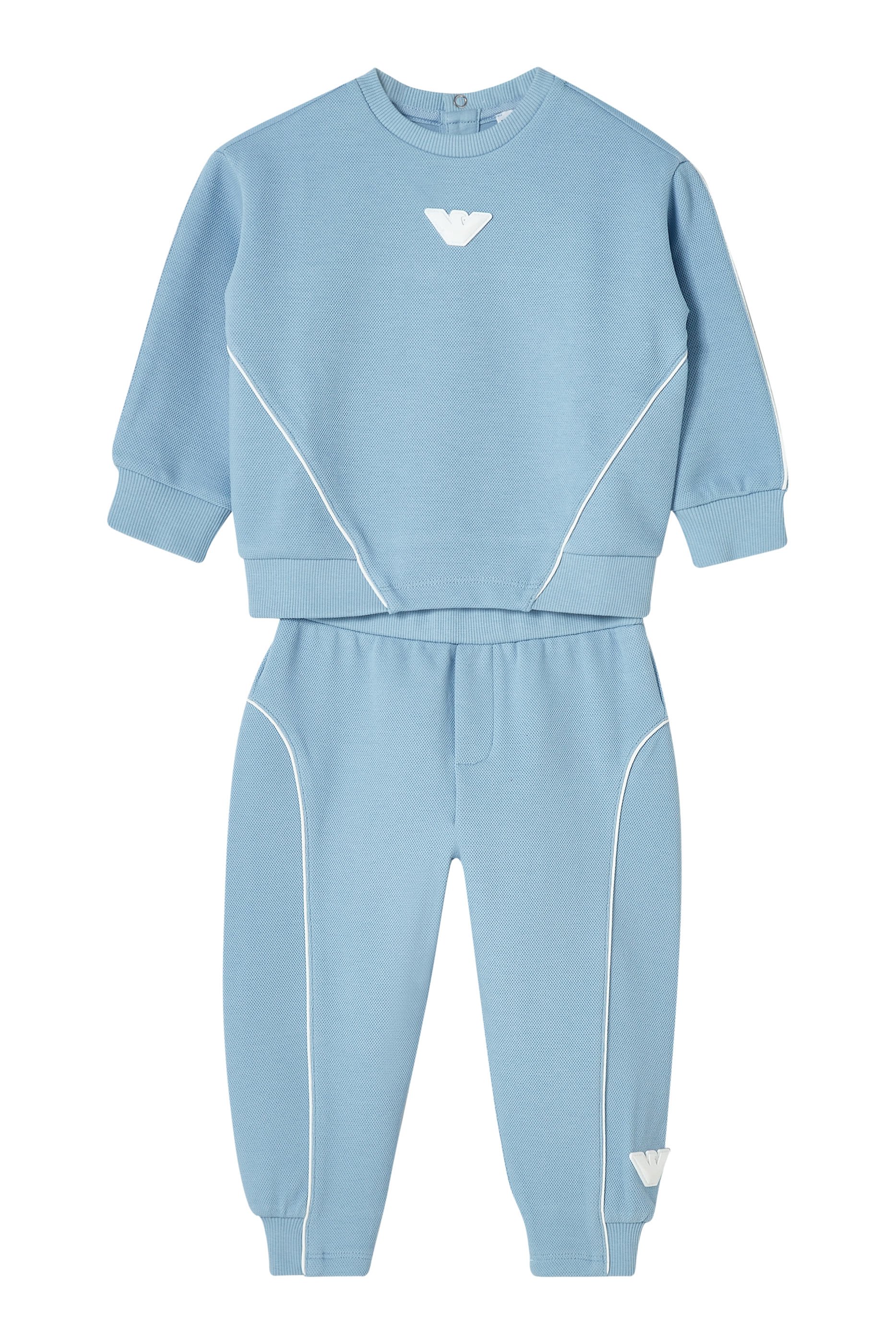 سويت شيرت بتفاصيل بارزة بيكيه وشعار الماركة للأطفال