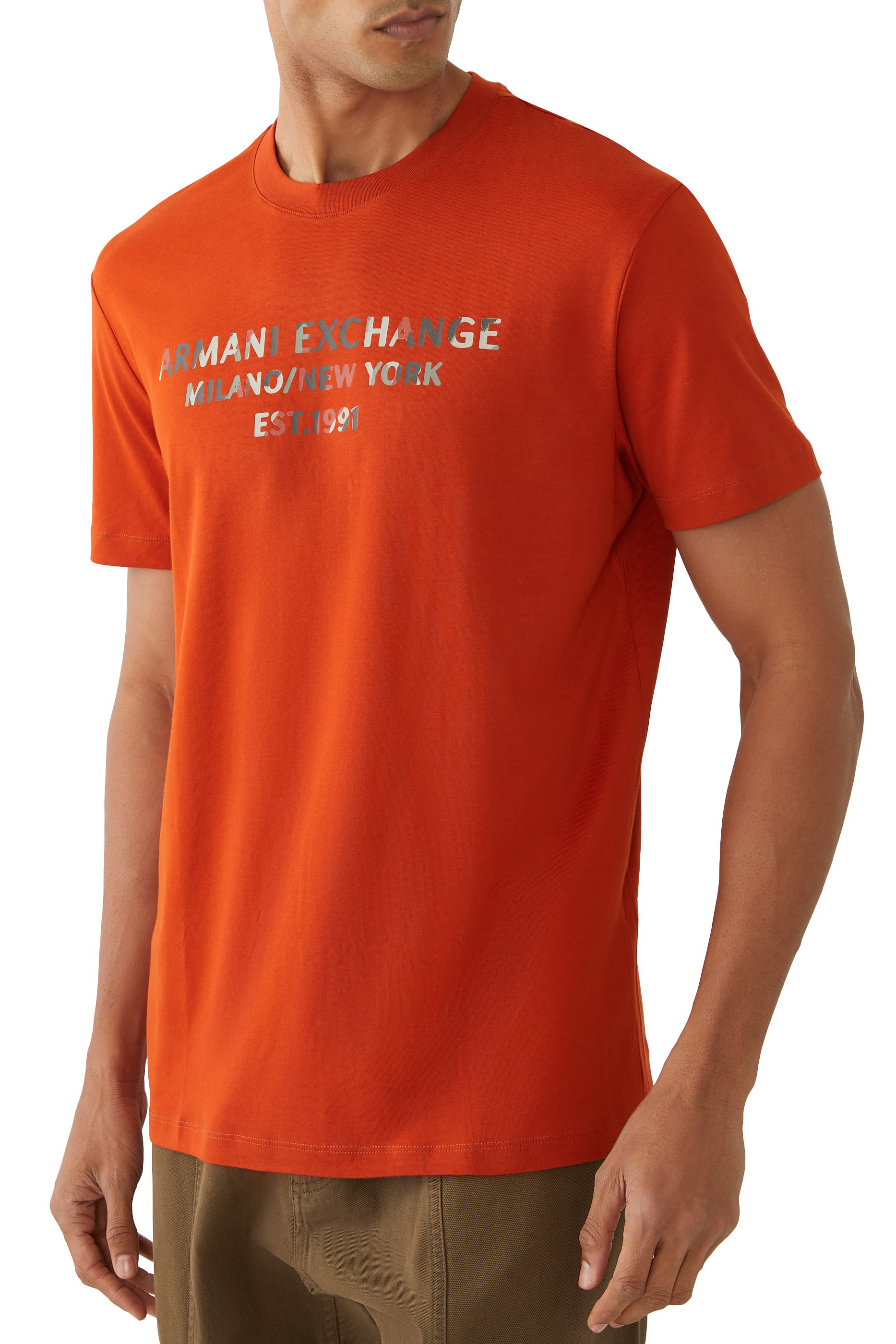 تيشيرت ايه اس في بشعار الماركة بتصميم مموه قطن