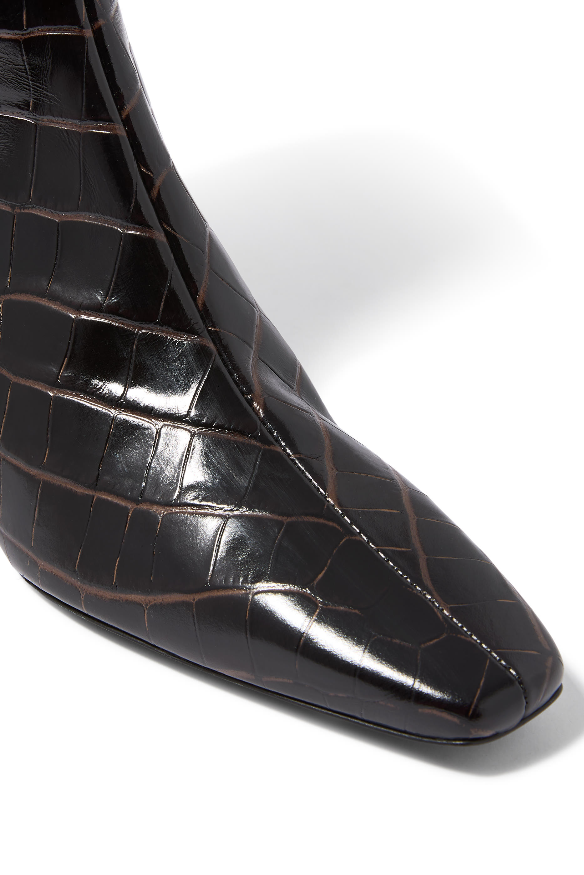 حذاء بوت بكعب متوسط 60 بنقشة جلد التمساح