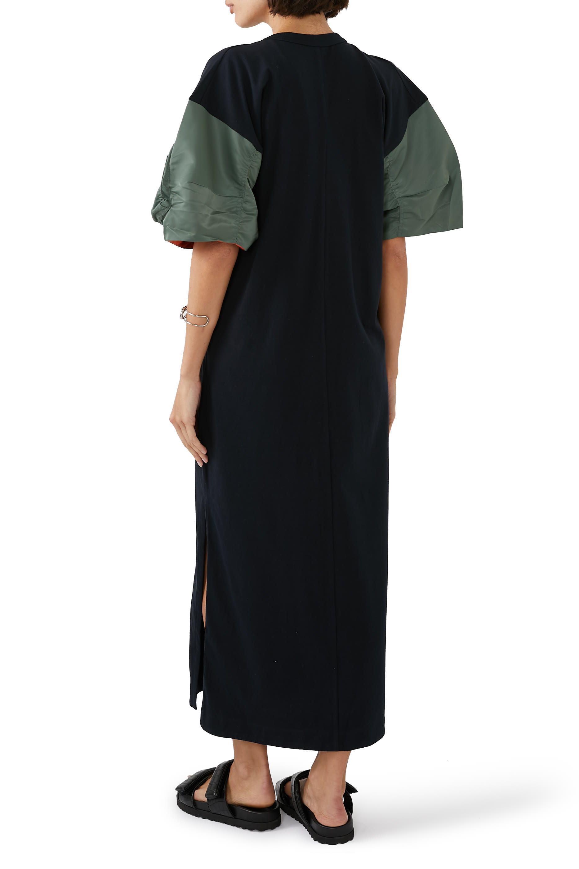 فستان نايلون تويل X قطن جيرسيه