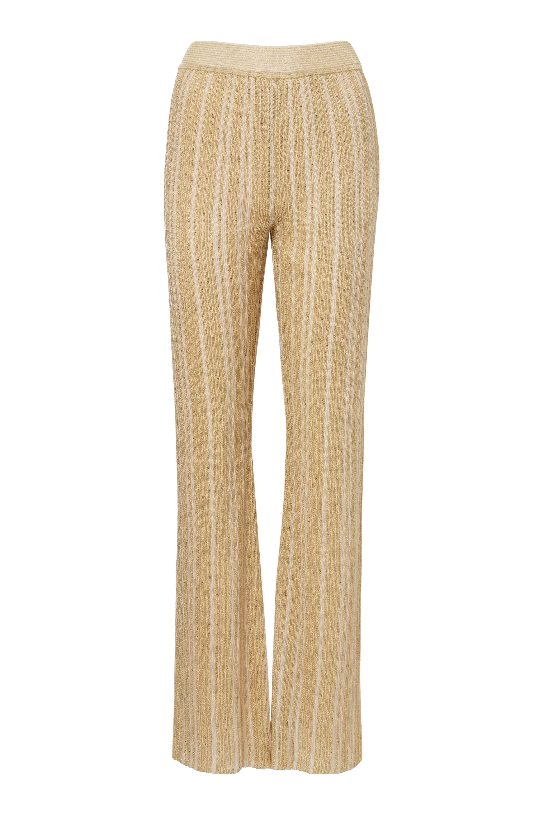 بنطال بقصة ساق مستقيمة بخيوط لامعة ونقشة خطوط متعرجة