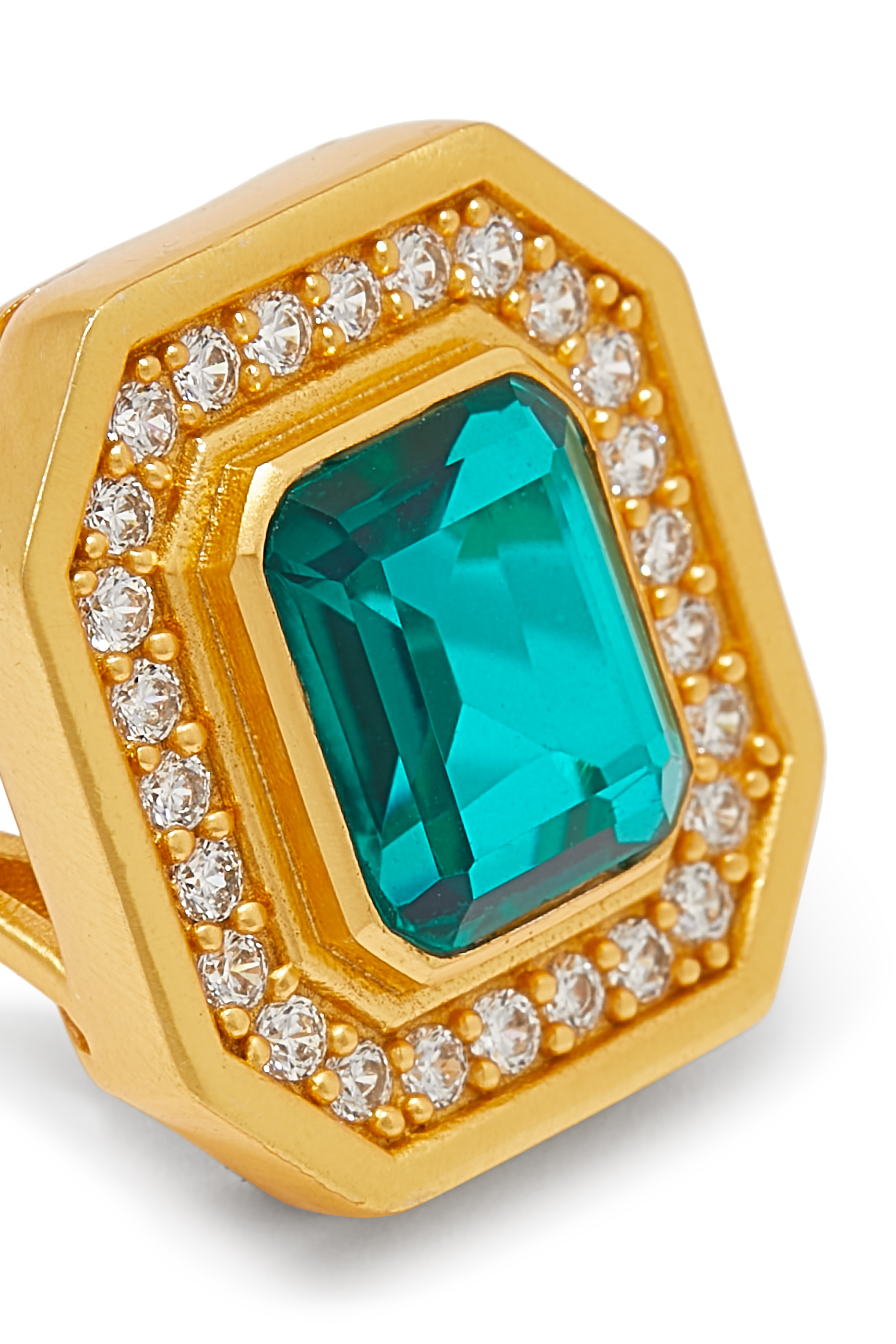 خاتم جينيفر باسيفيك مرصع بكوارتز ياقوت وكريستال كوارتز نحاس مطلي بذهب عيار 24 قيراط بسمك ميكرون