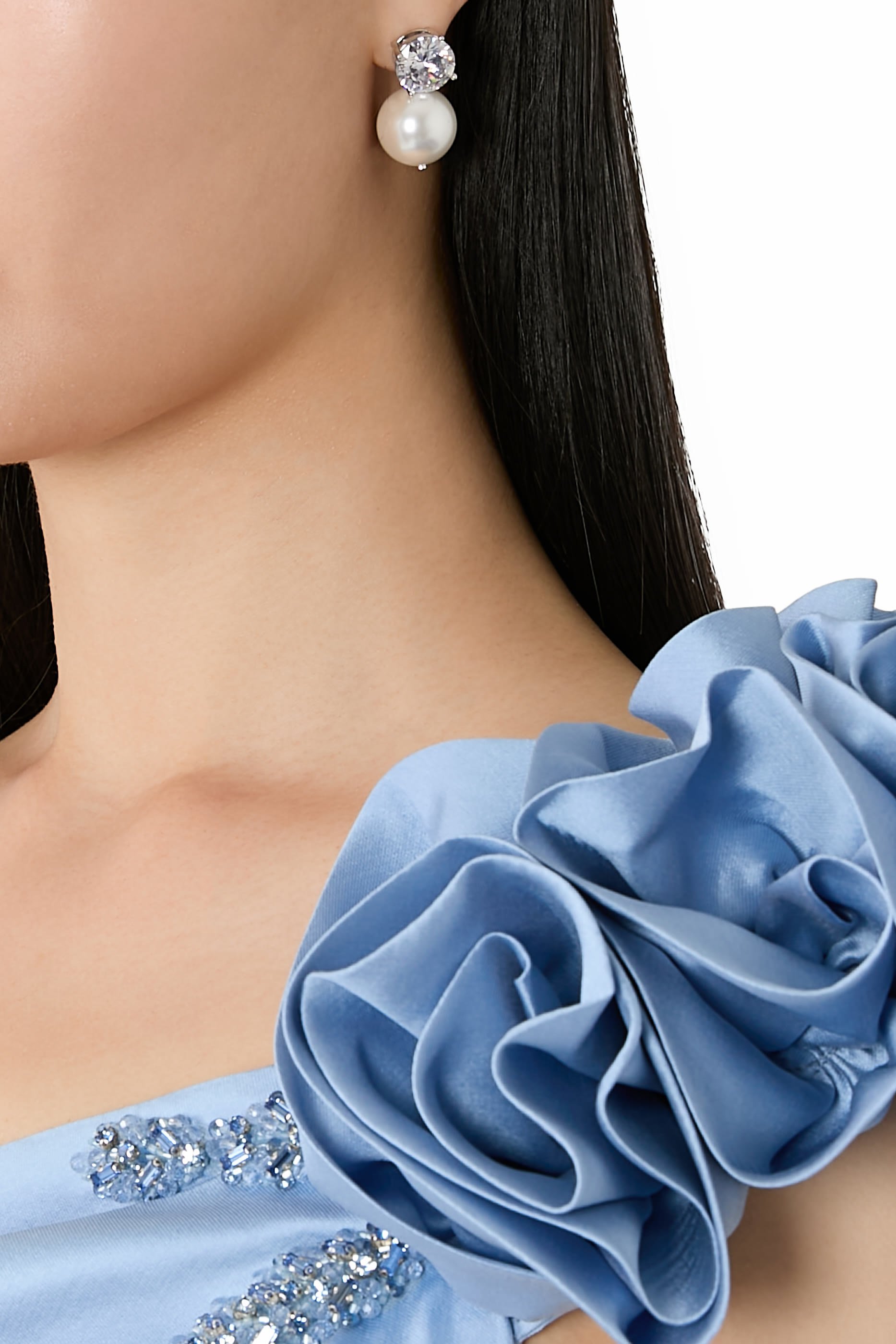 أقراط كليو كبيرة مرصعة بأحجار زركونيا مكعبة، فضة إسترلينية