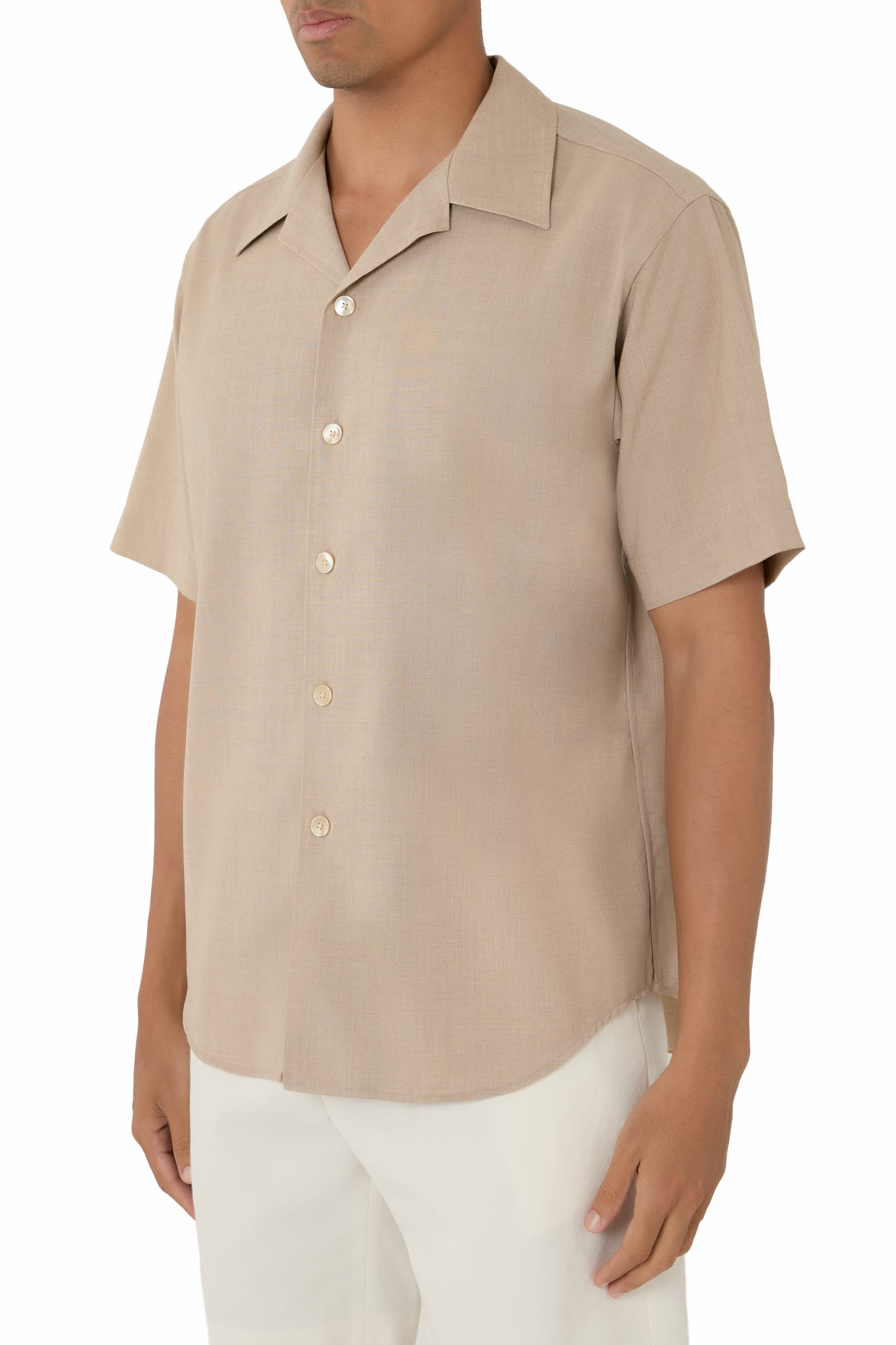 قميص صيفي بورا بأكمام قصيرة ألياف كشمير ملفوفة