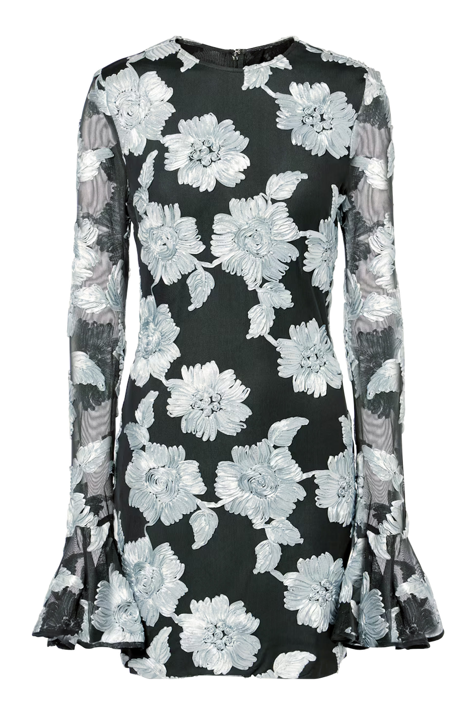 فستان بنقشة زهور قصير قماش شبكي