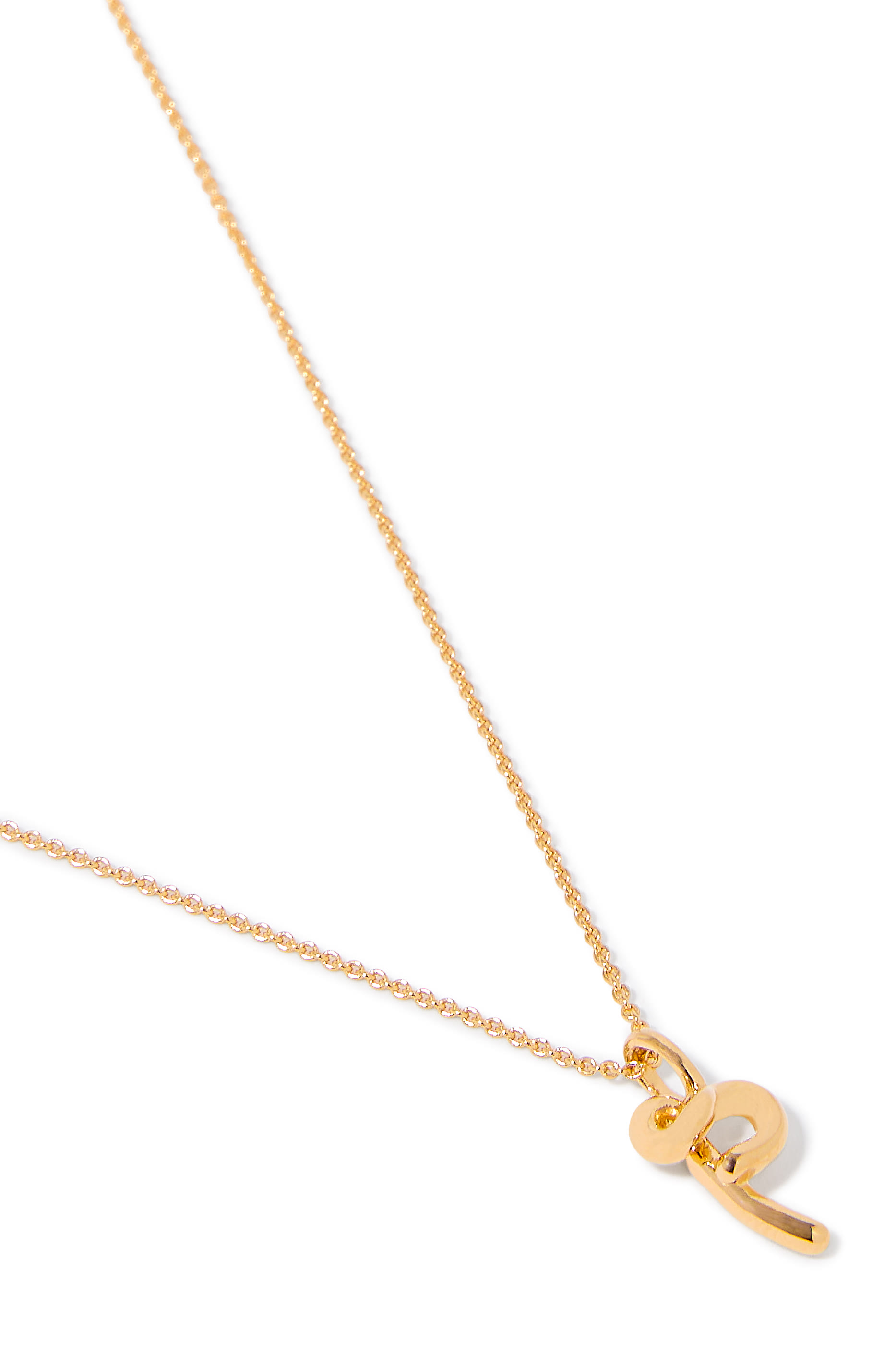 Curly Molten Mini Initial Necklace - P, 18K Recycled Gold Vermeil on Recycled Sterling Silver