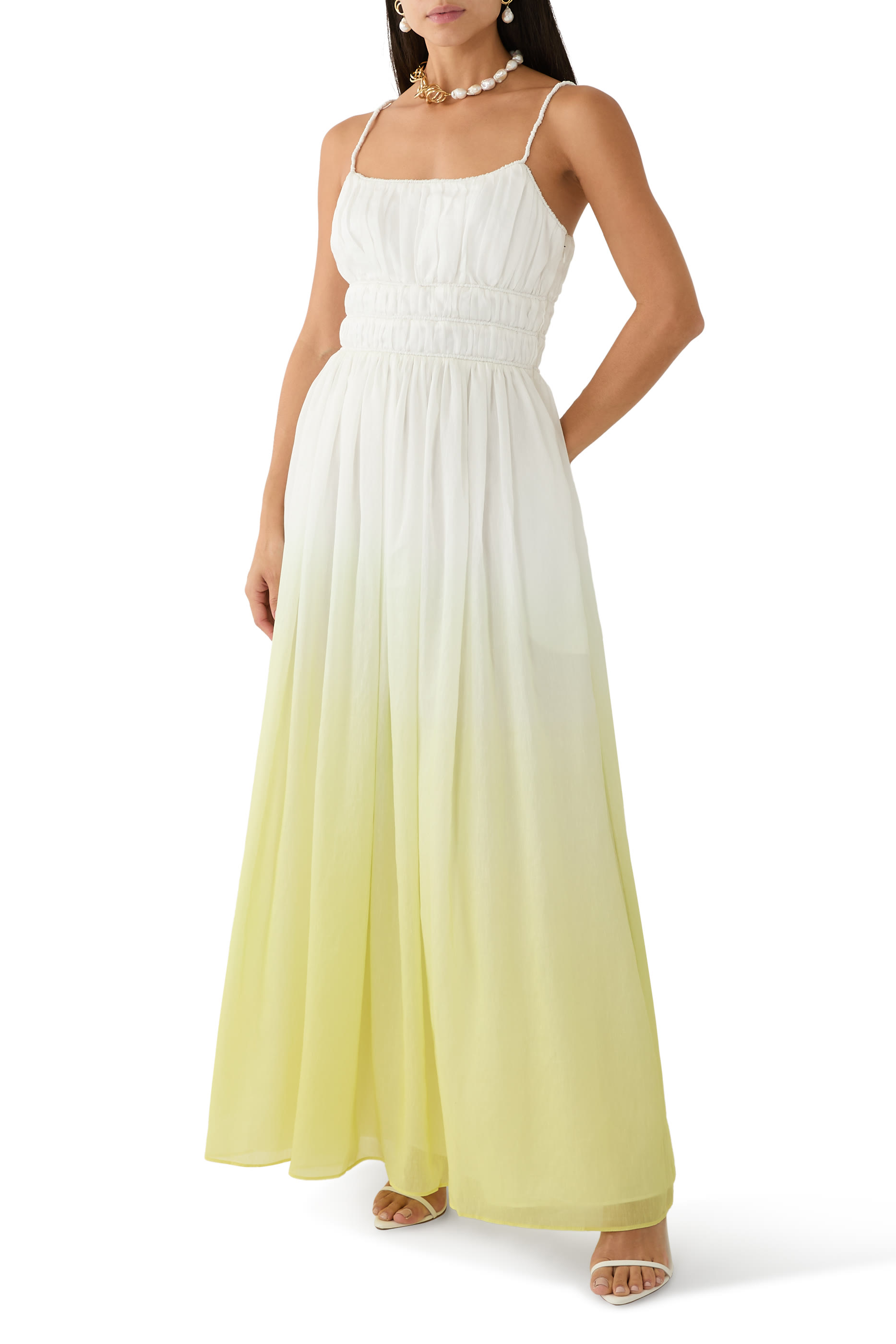 فستان أكابيلا متوسط الطول بكشكش