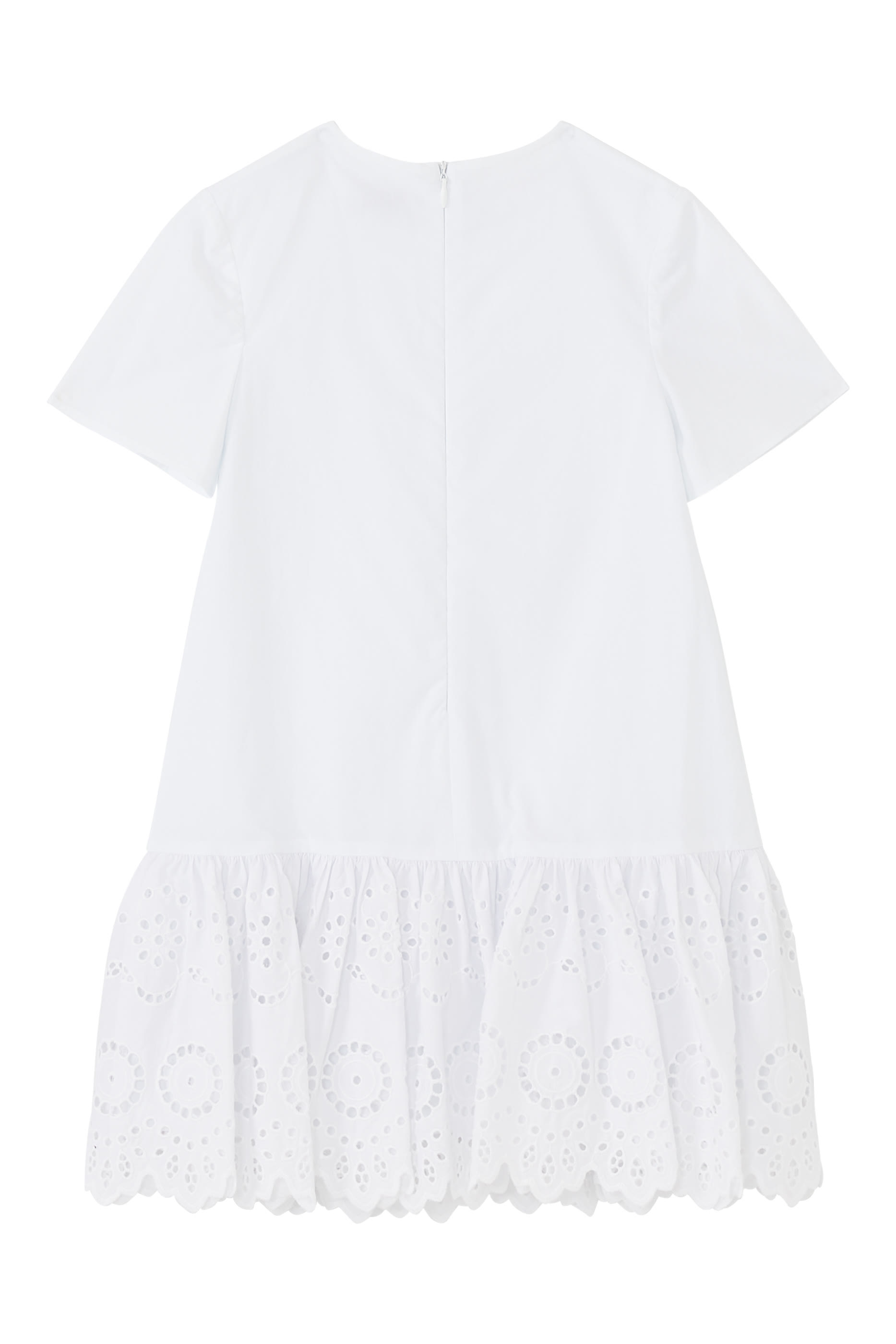 فستان بقصة ضيقة من أعلى وواسعة من أسفل بوبلين بشعار الماركة