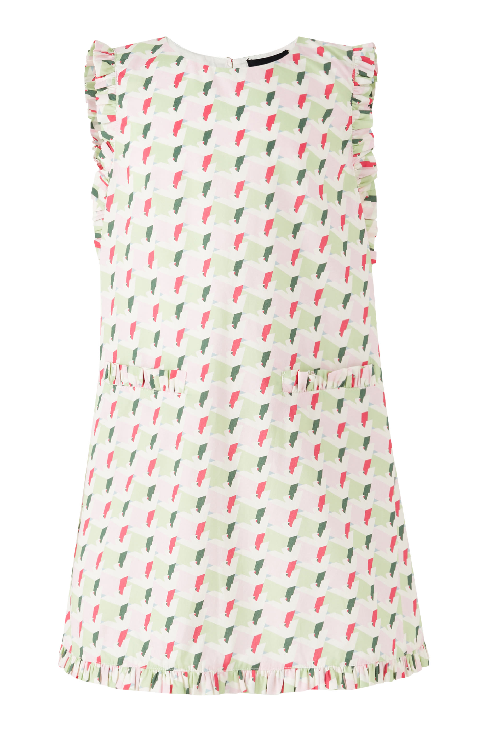 فستان بلا أكمام بطبعة شعار الماركة بالكامل بوبلين للأطفال