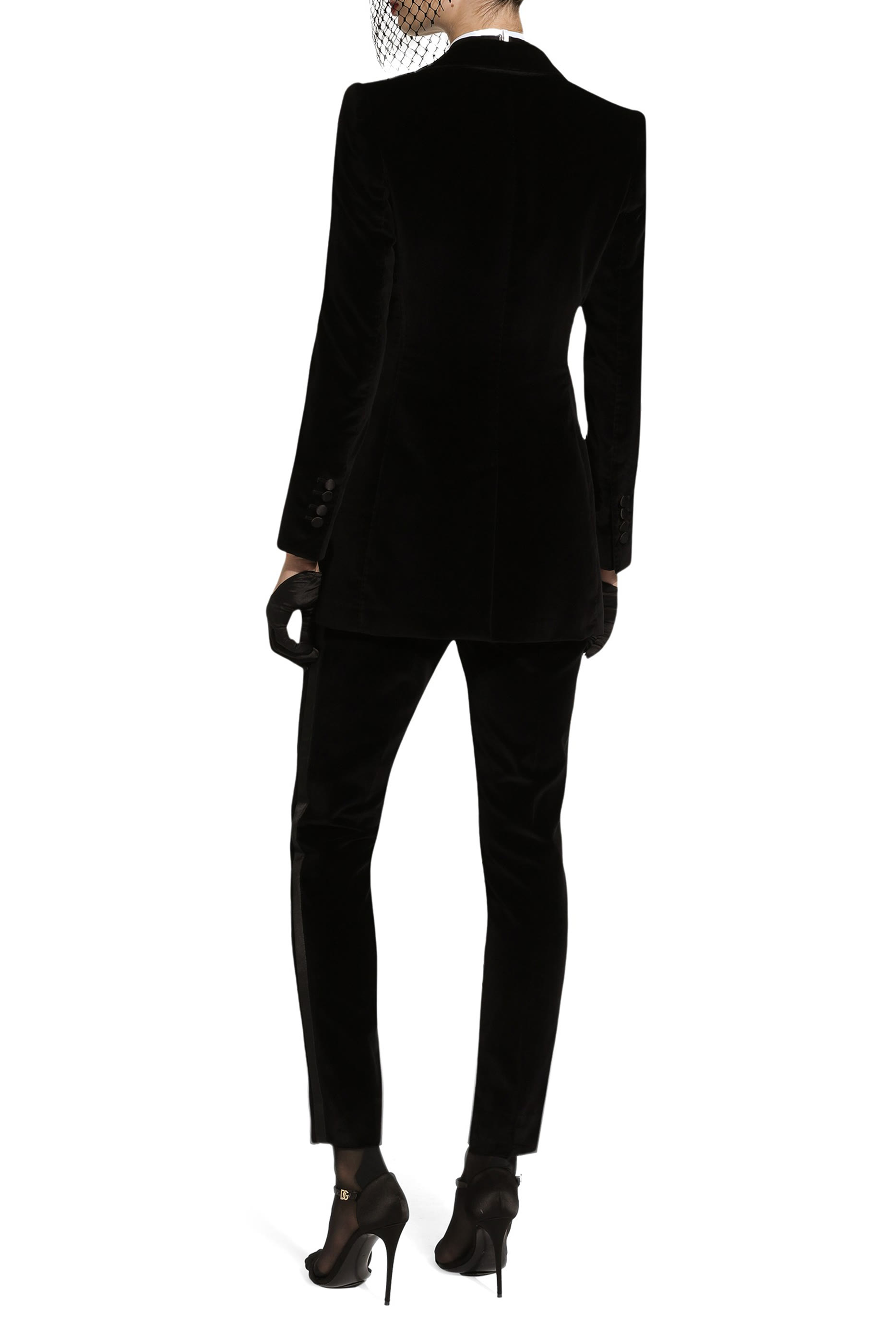 جاكيت سهرة  تورلينجتون مخملي بصف أزرار