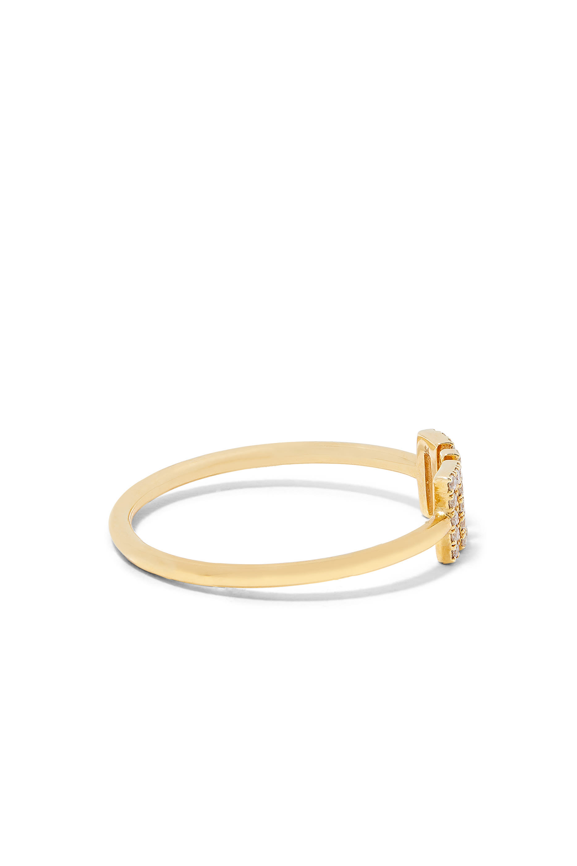 خاتم صغير بكلمة الله مرصعة بالماس ذهب عيار 18 قيراط