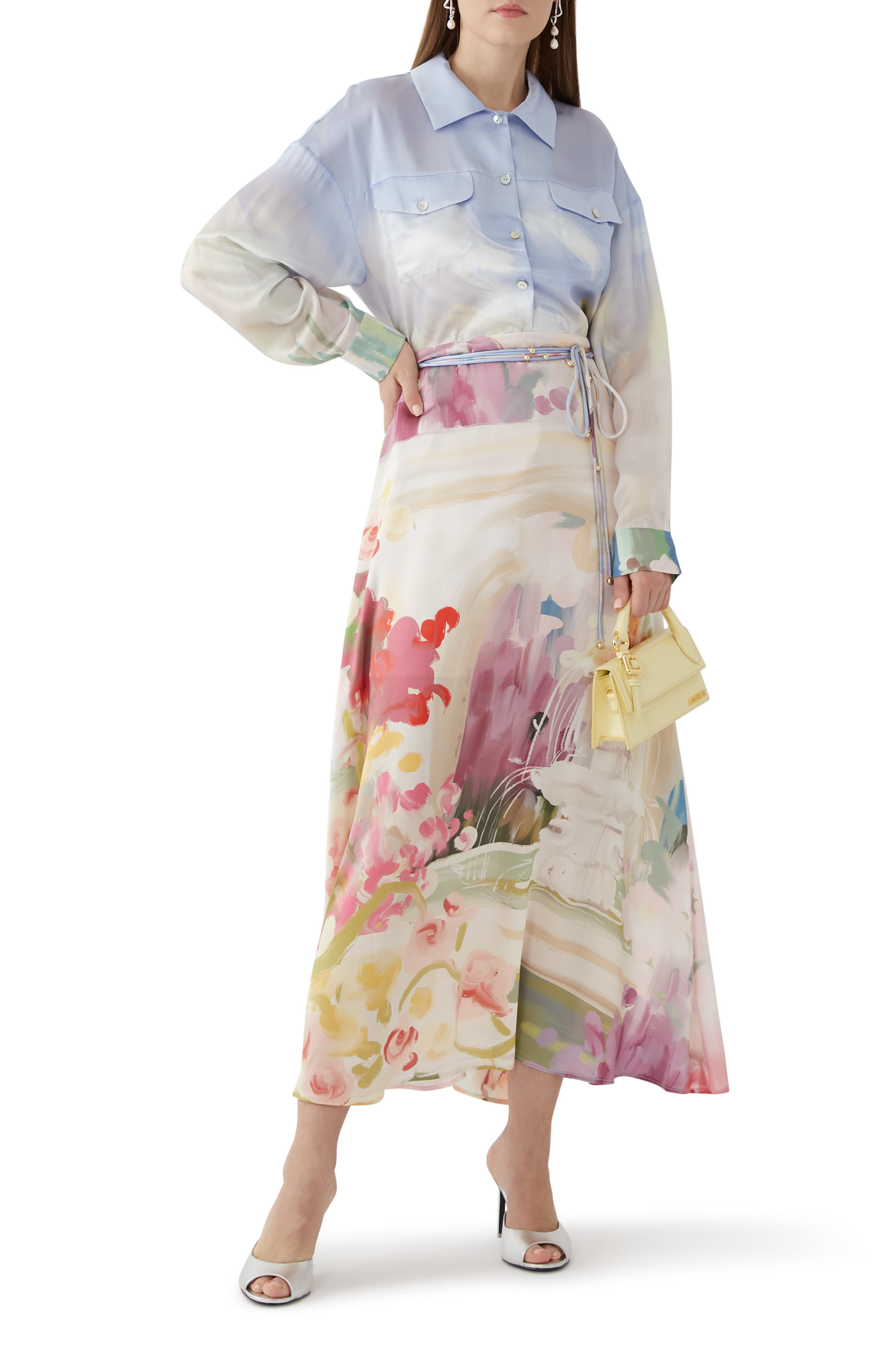 تنورة متوسطة الطول بطبعة مايسي جاردين