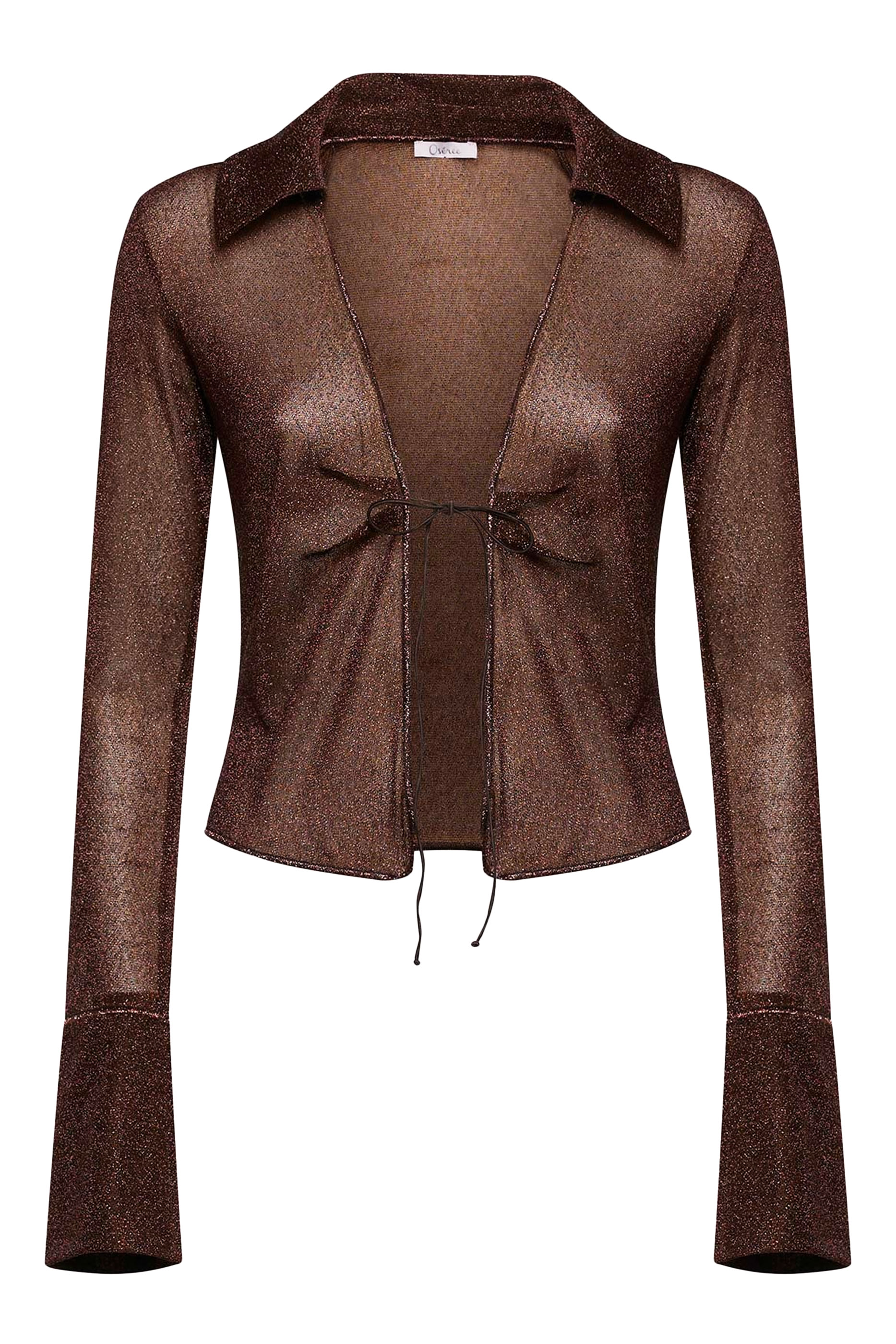 بلوزة بأكمام على شكل جرس وتفاصيل ربطة