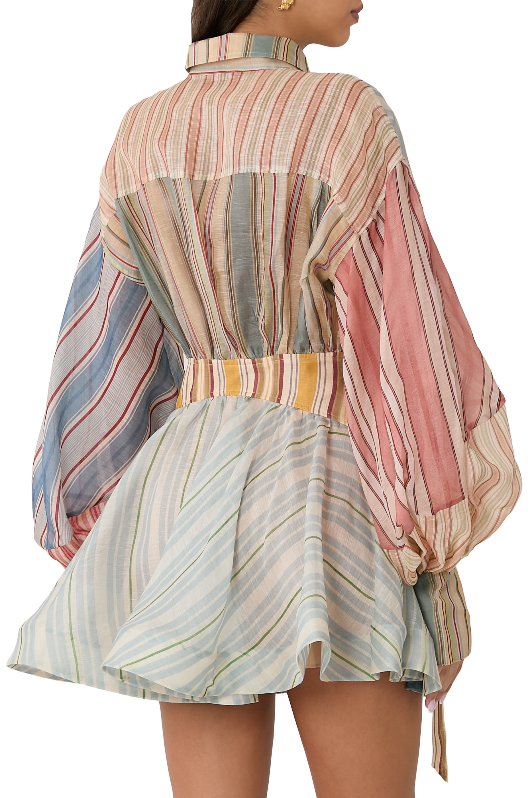 فستان ريبالين قصير بنقشة مخططة