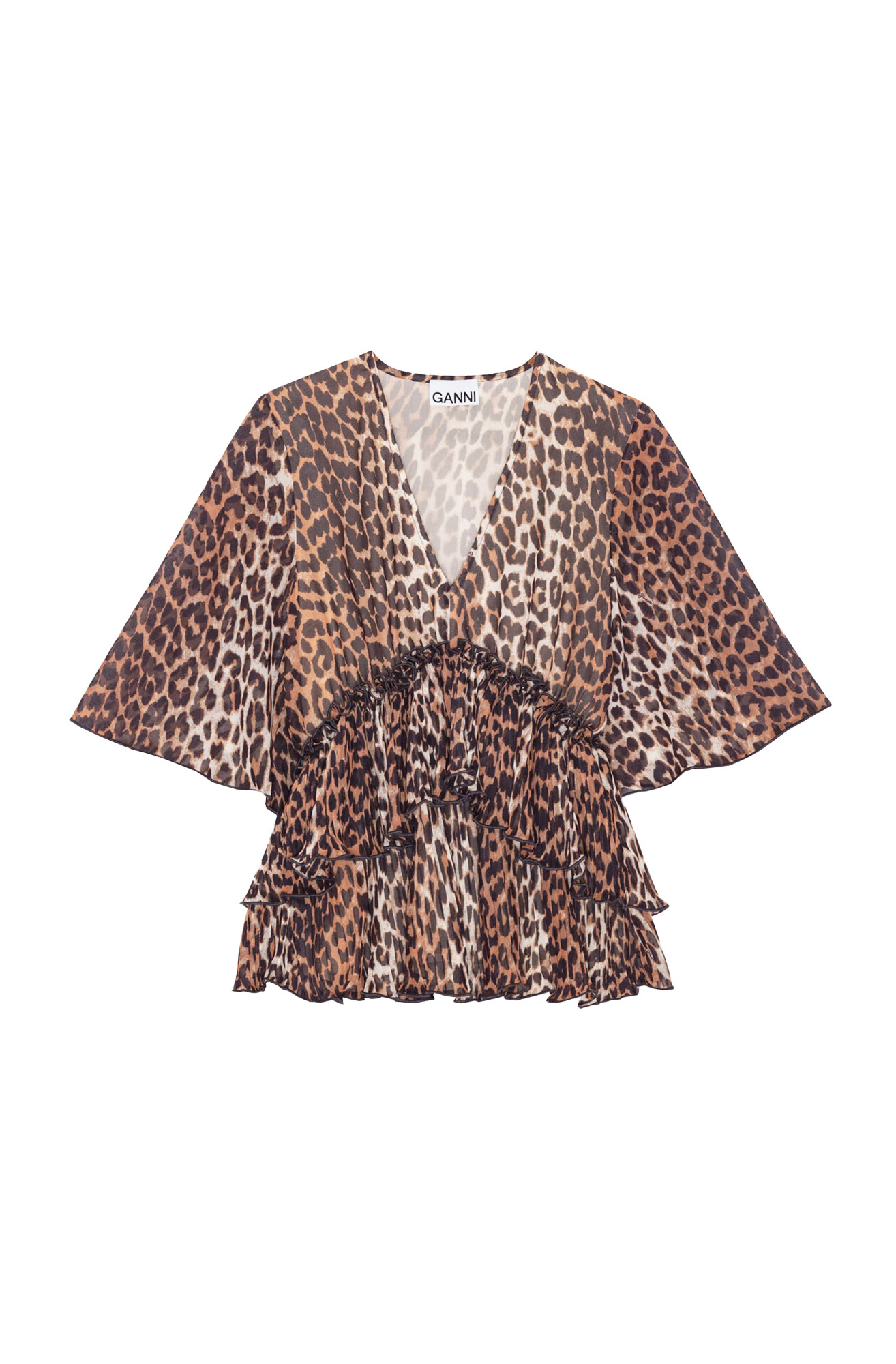 بلوزة بكشكش جورجيت بياقة على شكل حرف V