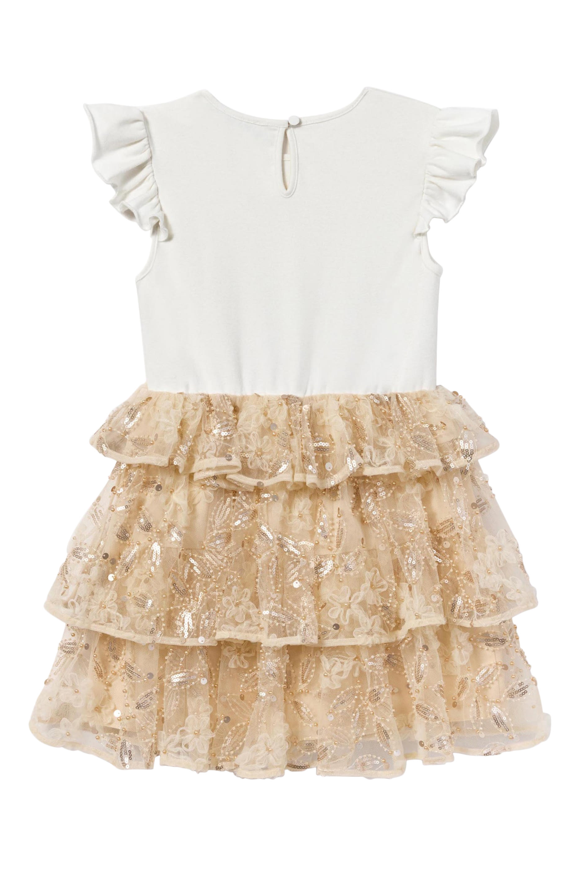 فستان جيرسيه تول مطرز بالترتر للأطفال