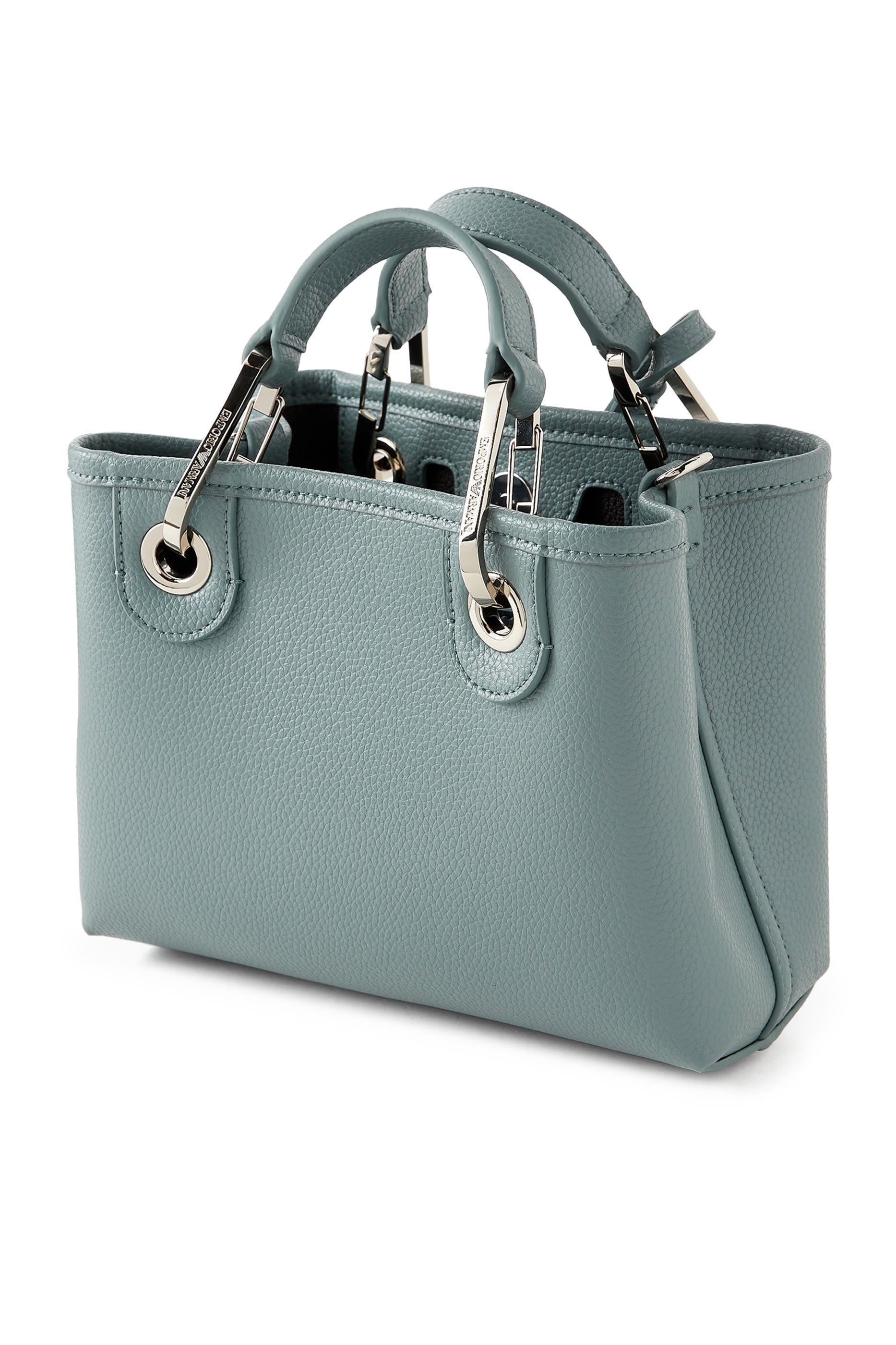 حقيبة يد مزينة بشعار الماركة