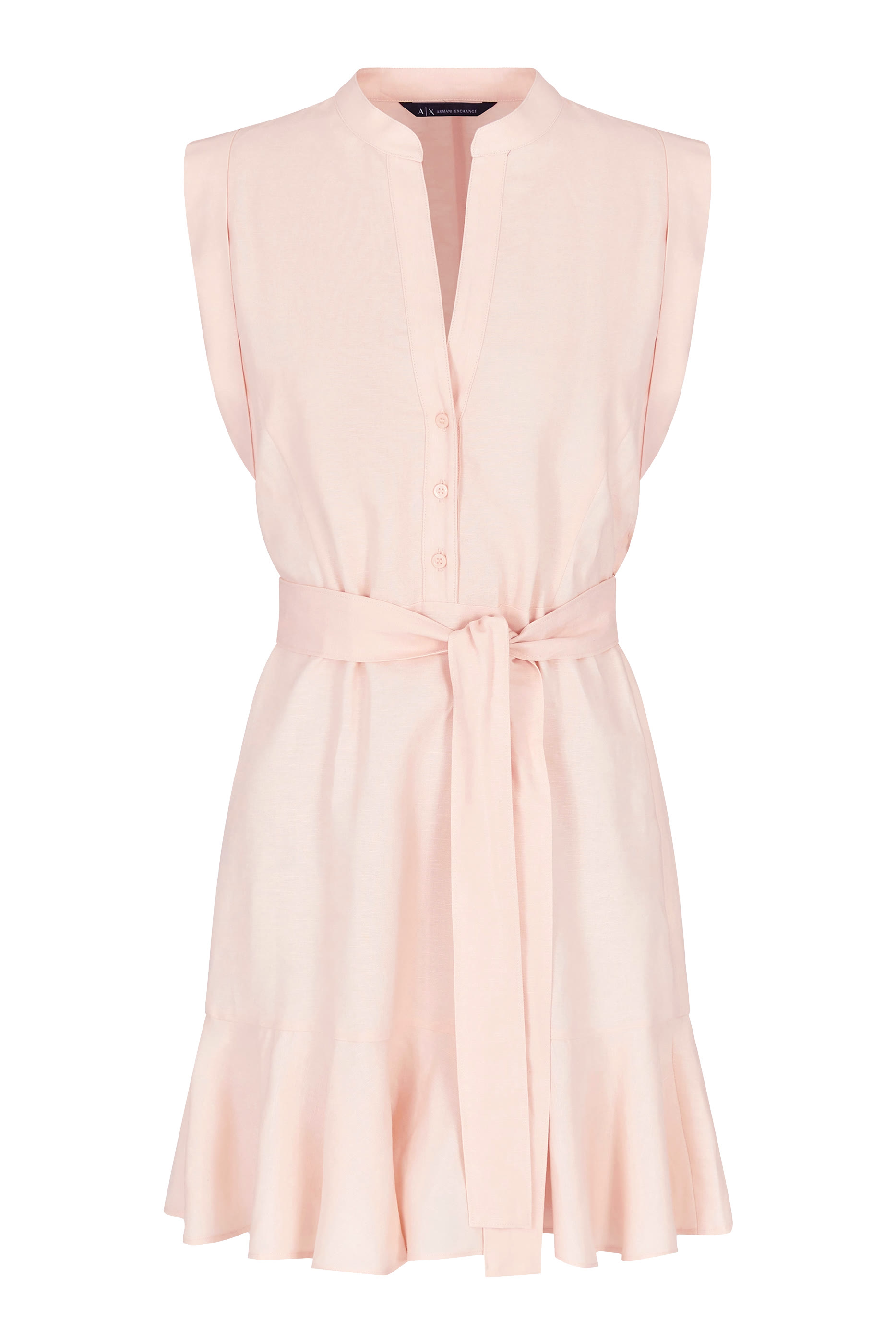 فستان بأكمام قصيرة وياقة على شكل حرف V 