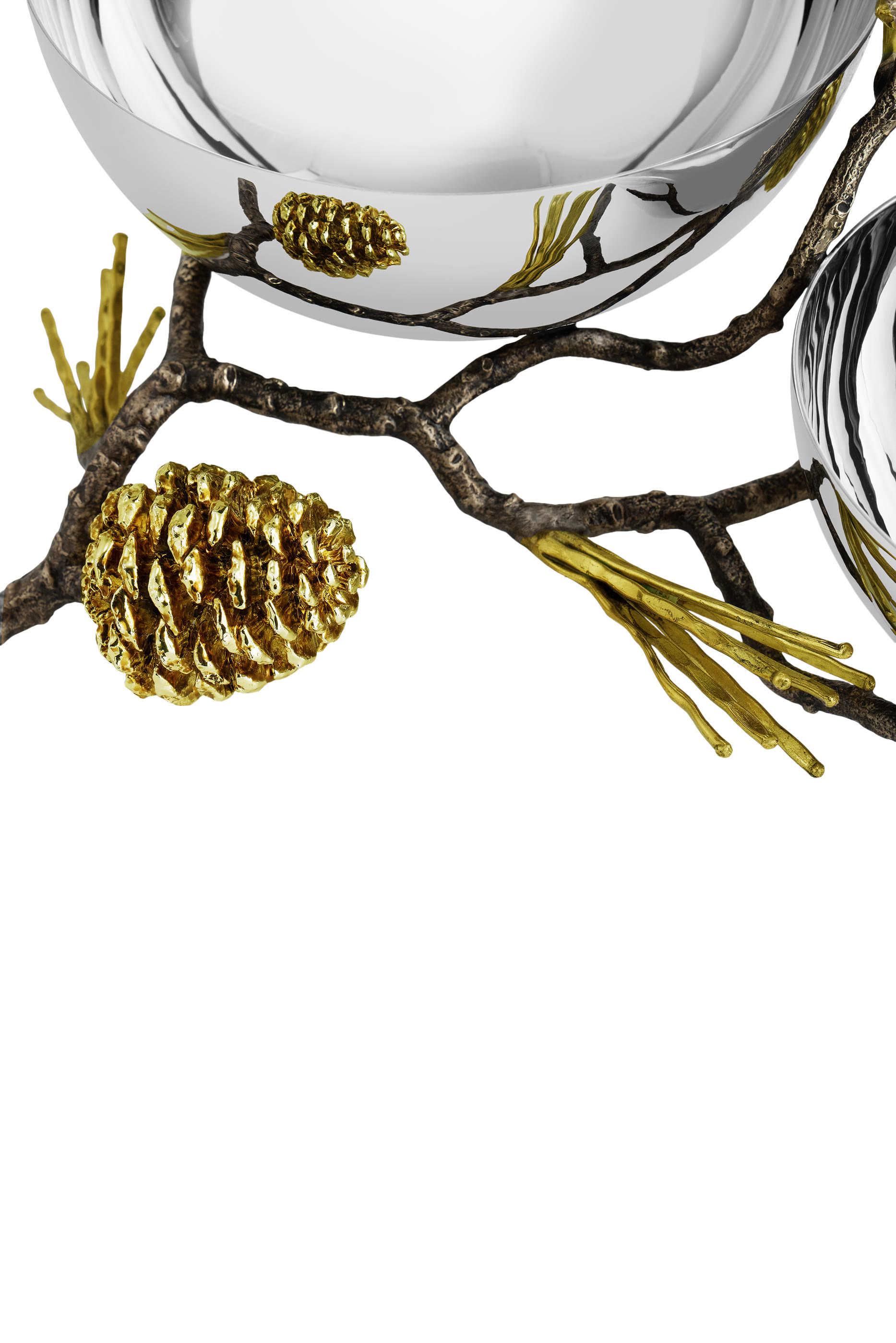 وعاء ثنائي مزين بالصنوبر