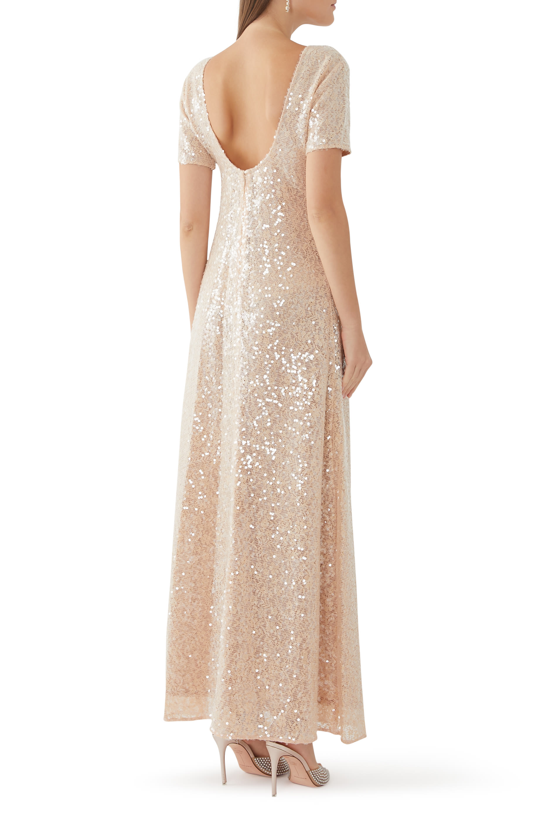 فستان صافي مطرز بترتر