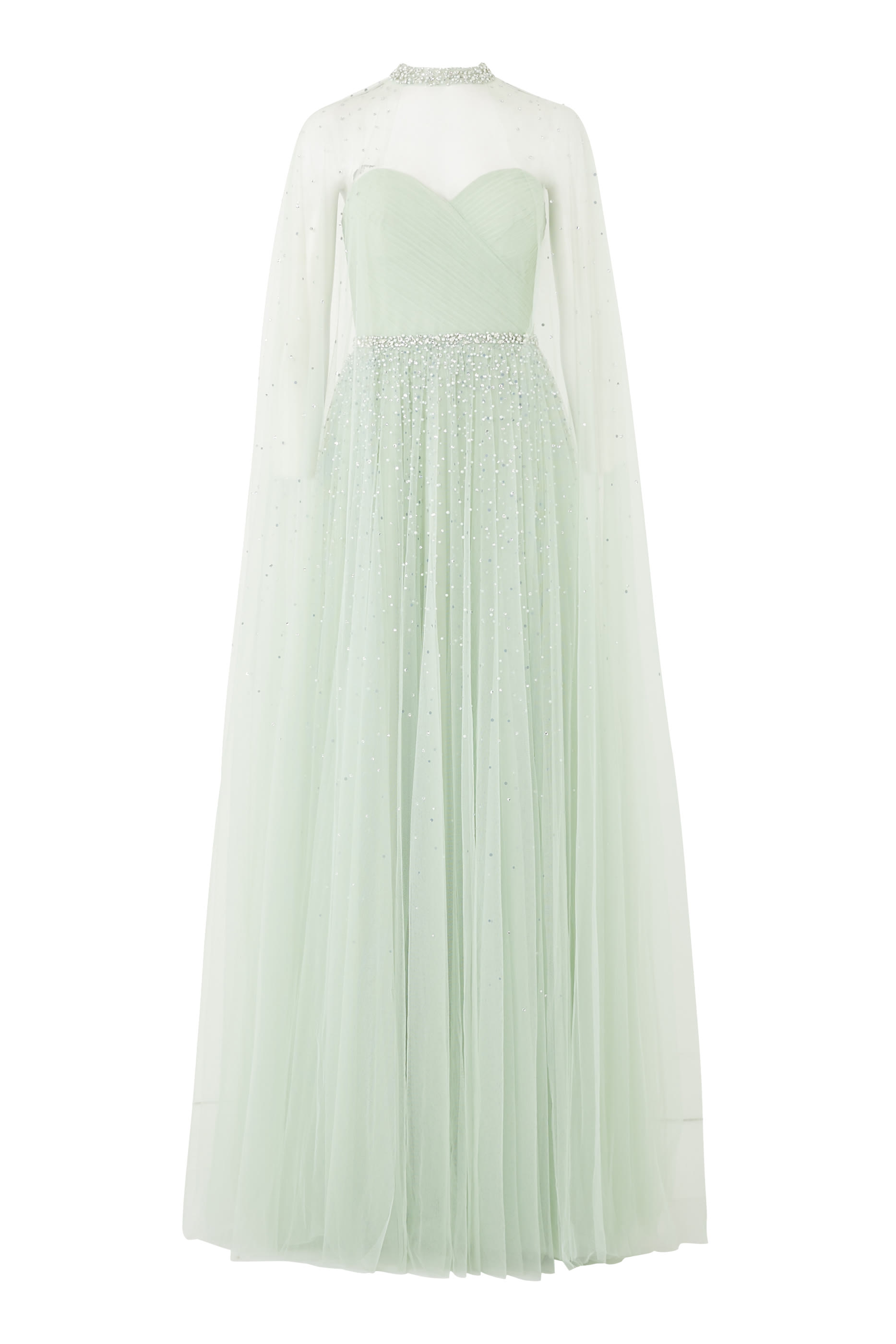 فستان سهرة بكاب قابل للإزالة وخرز