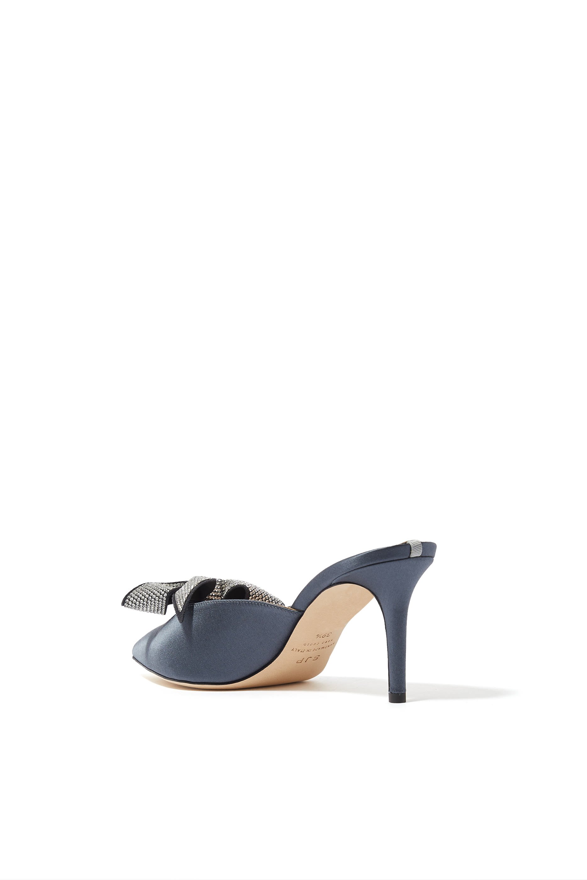 حذاء بالي مفتوح من الخلف 70 بربطة فيونكة مرصعة بالكريستال