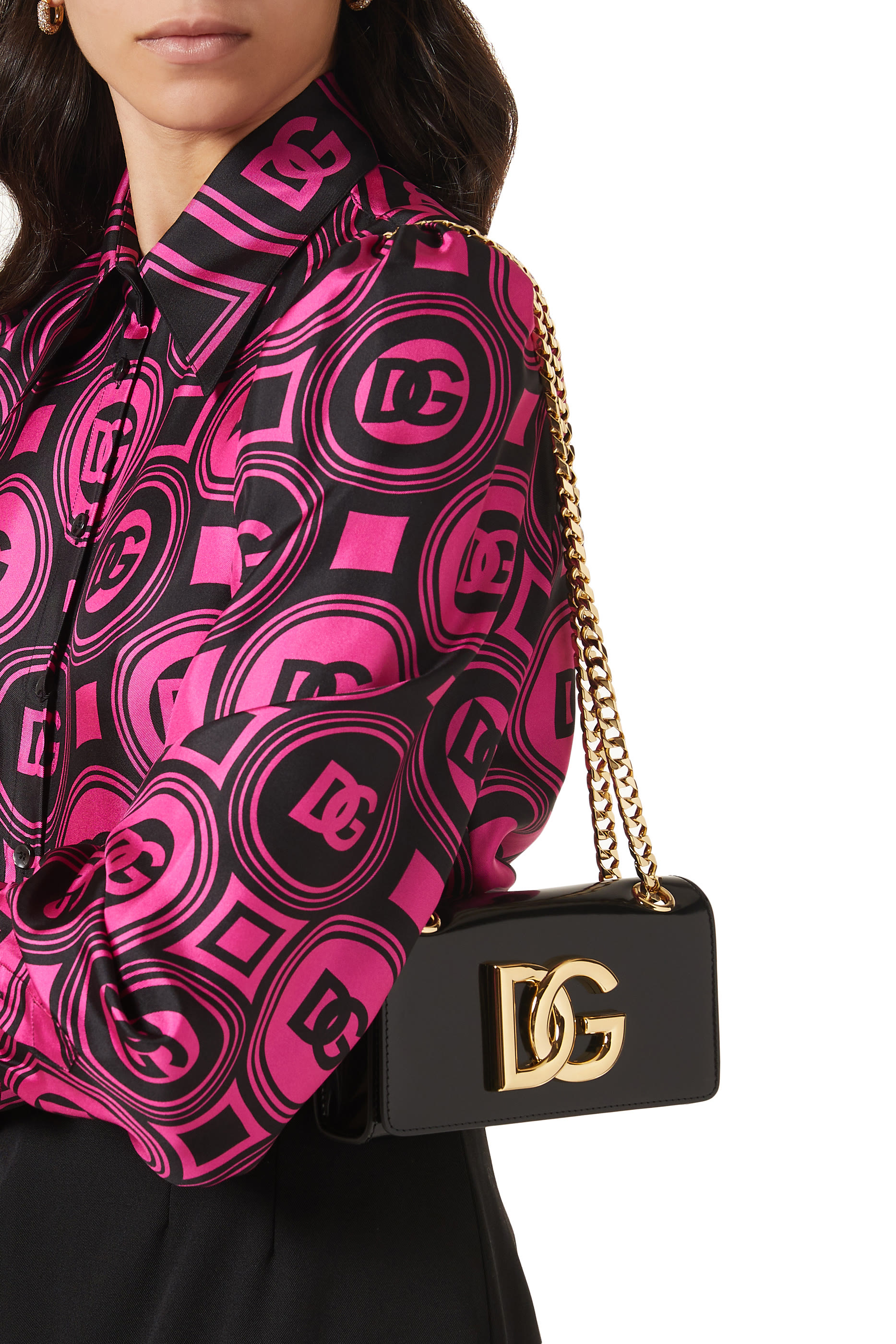 حقيبة كتف بشعار الماركة جلد