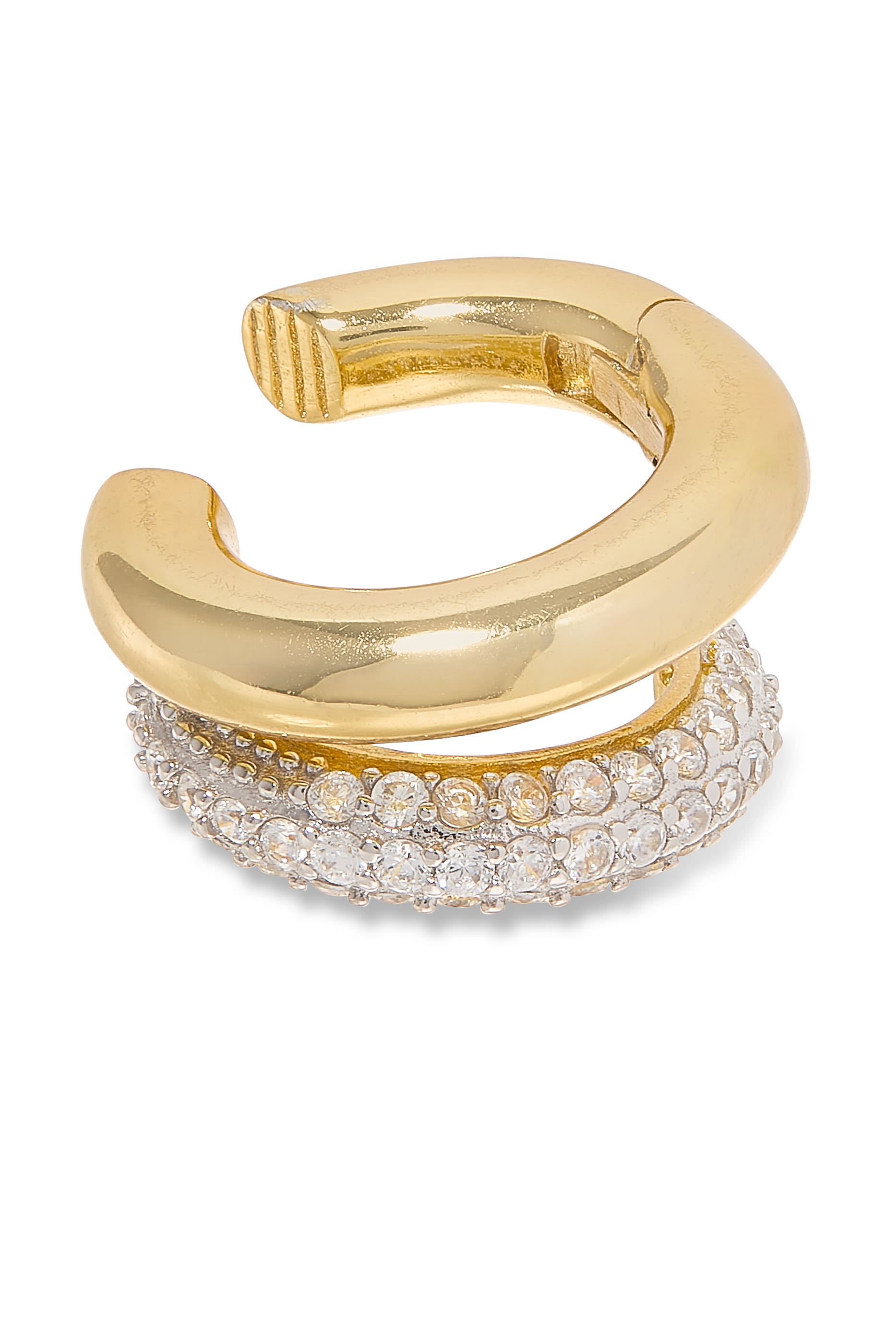 أقراط بري مفتوحة مرصعة بأحجار زركونيا، فضة إسترلينية مطلية بذهب عيار 14