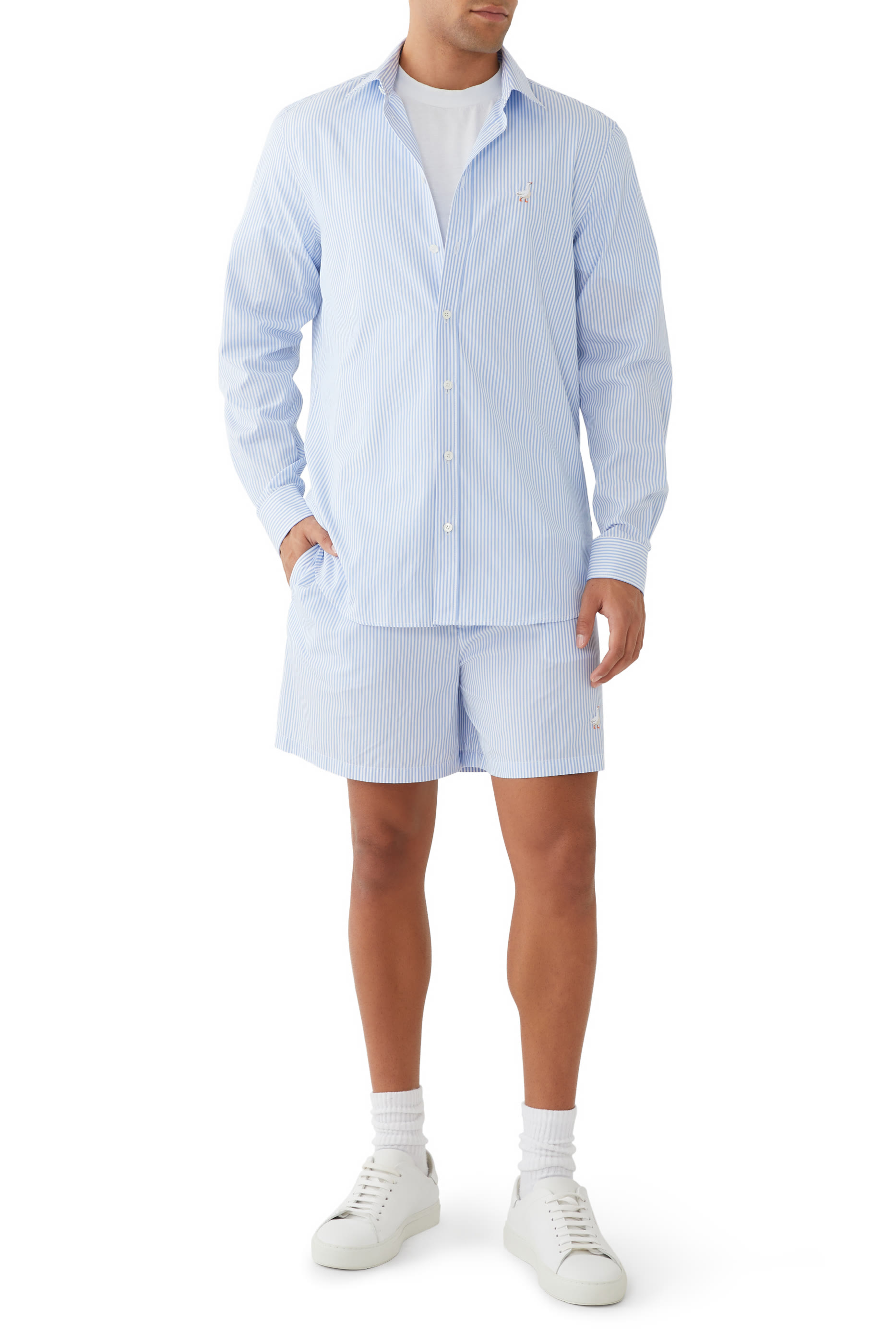 قميص بتطريز شعار الماركة بوبلين