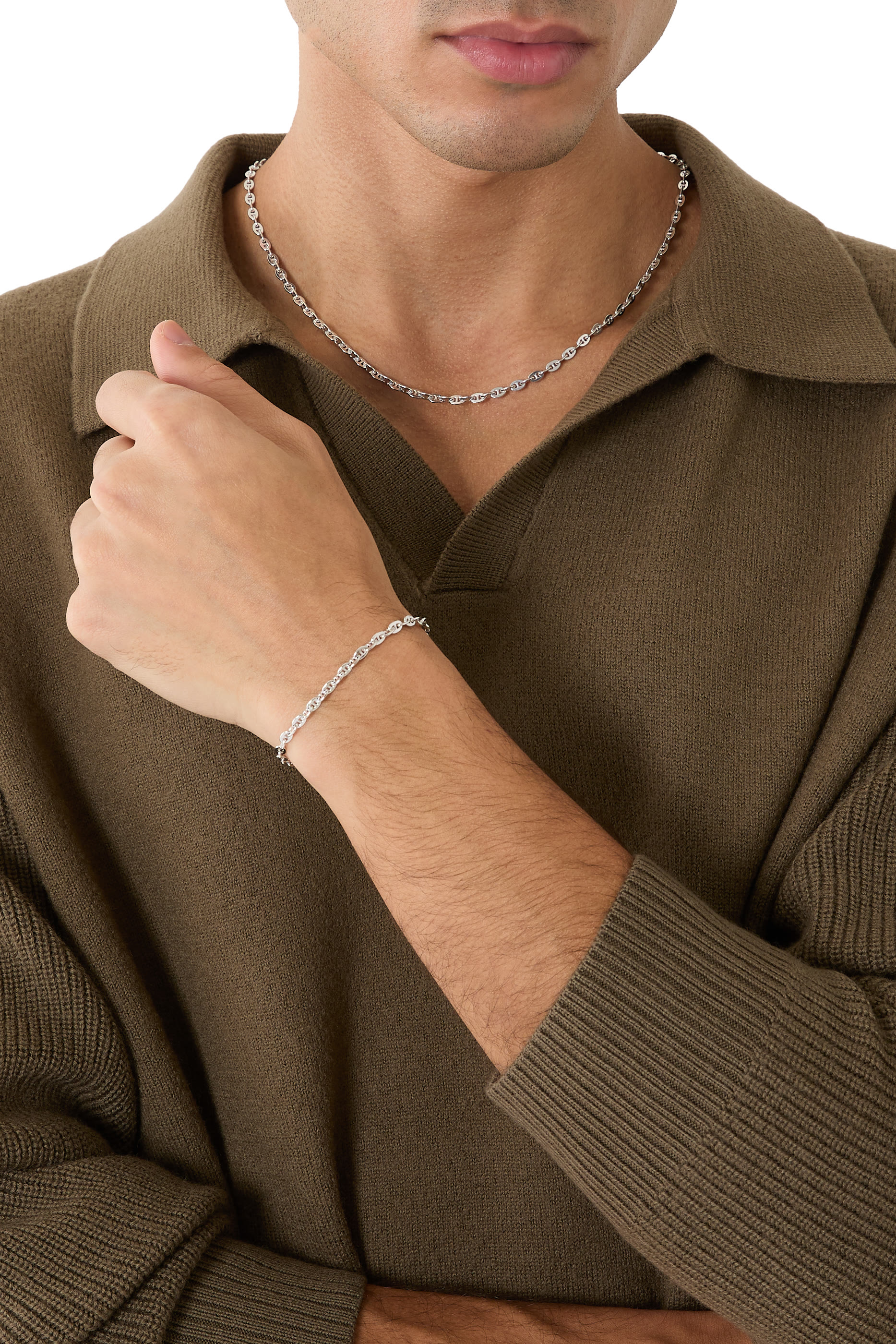 قلادة سفين بتصميم سلسلة، فضة إسترلينية عيار 925