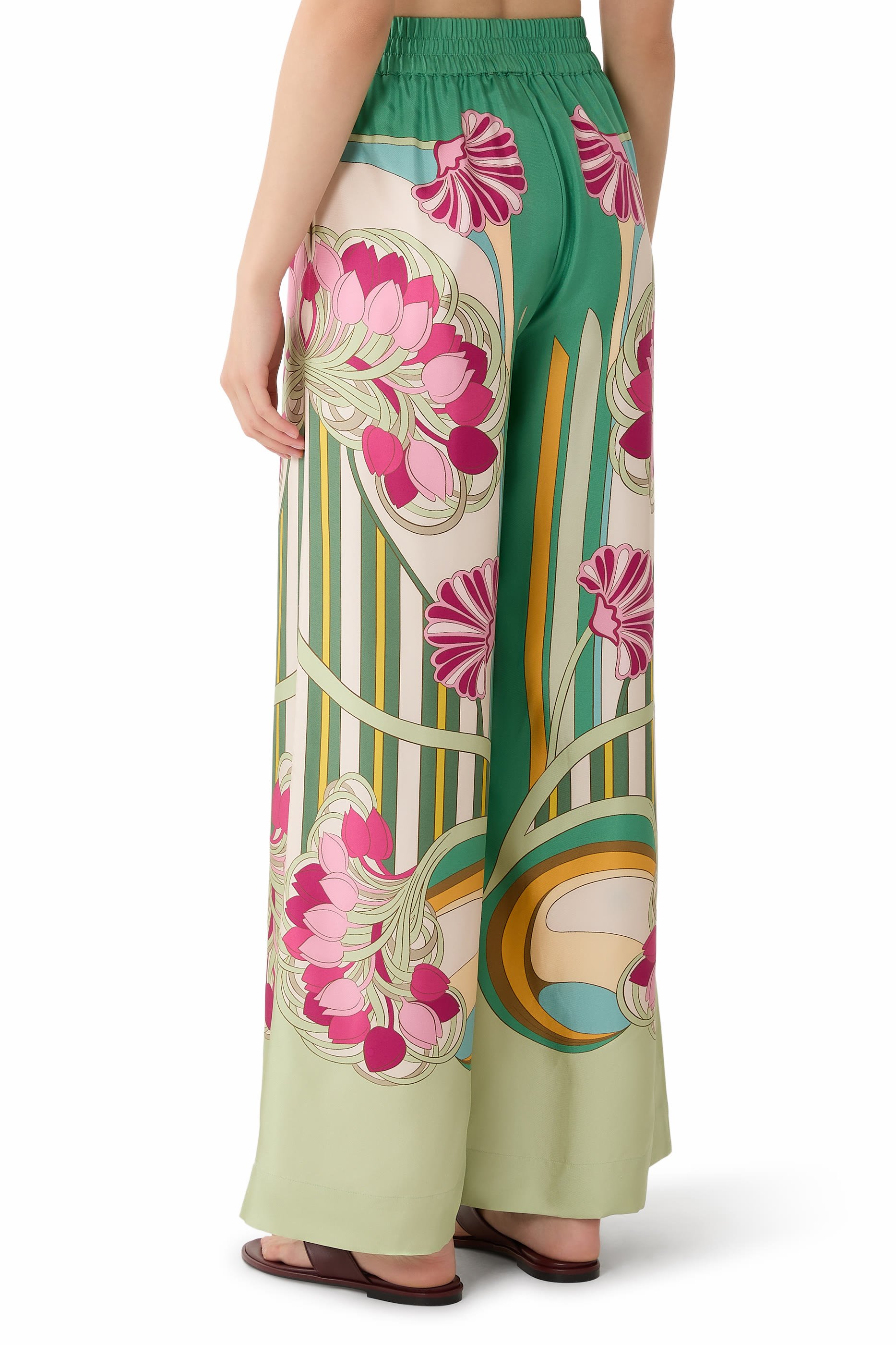 بنطال بنقشة خطوط وزهور