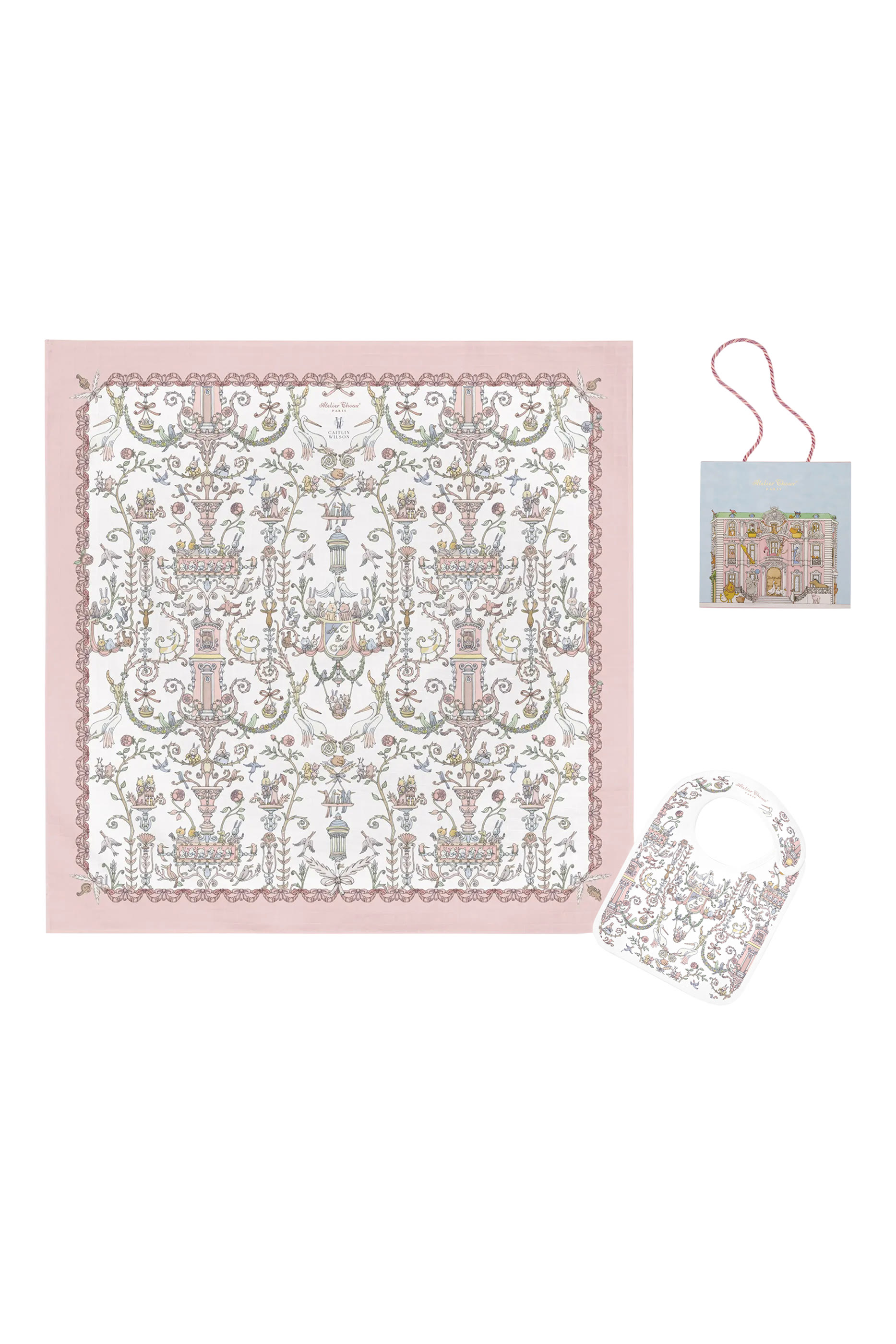 طقم مريلة ووشاح كاريه توال دو جوي للأطفال