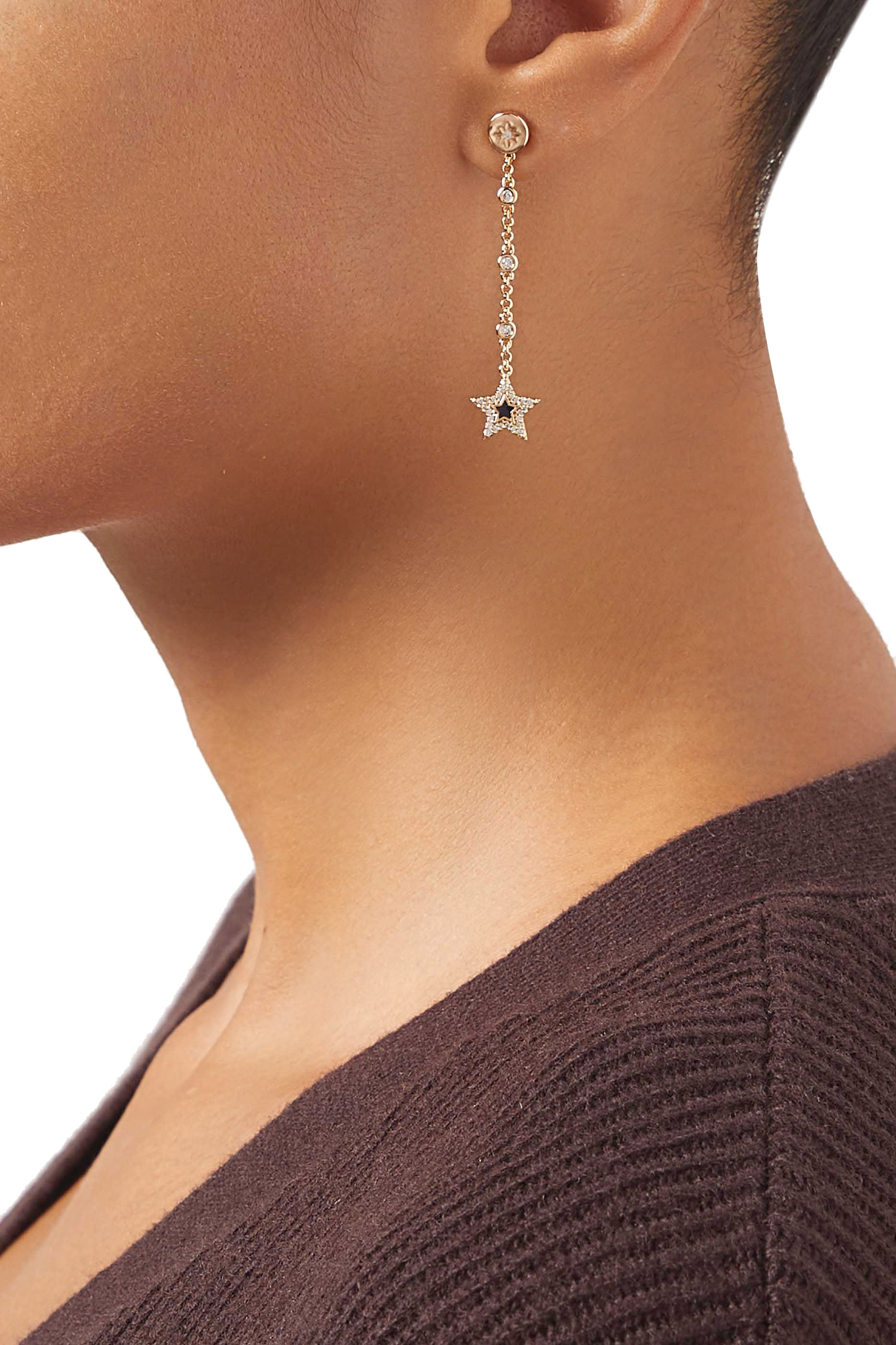 أقراط بحلية نجمة نحاس مرصع بالكريستال