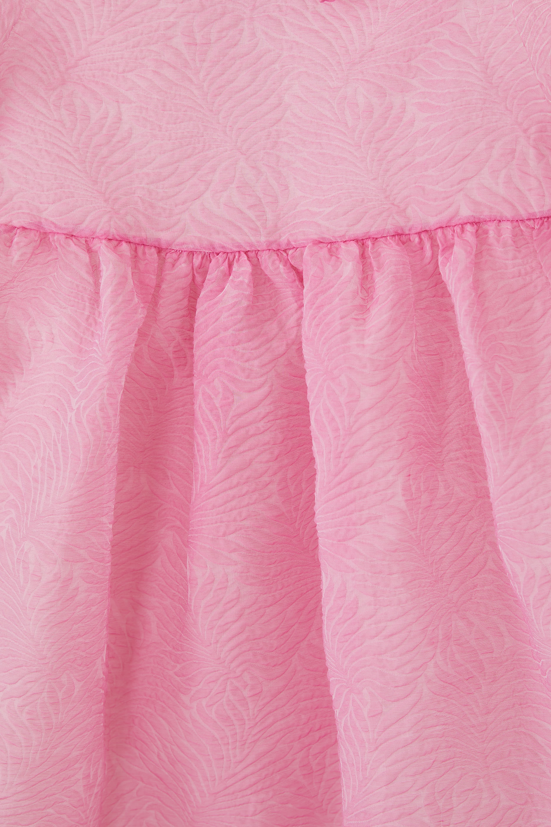 فستان بأكمام منفوخة أورجانزا بارز الملمس للأطفال