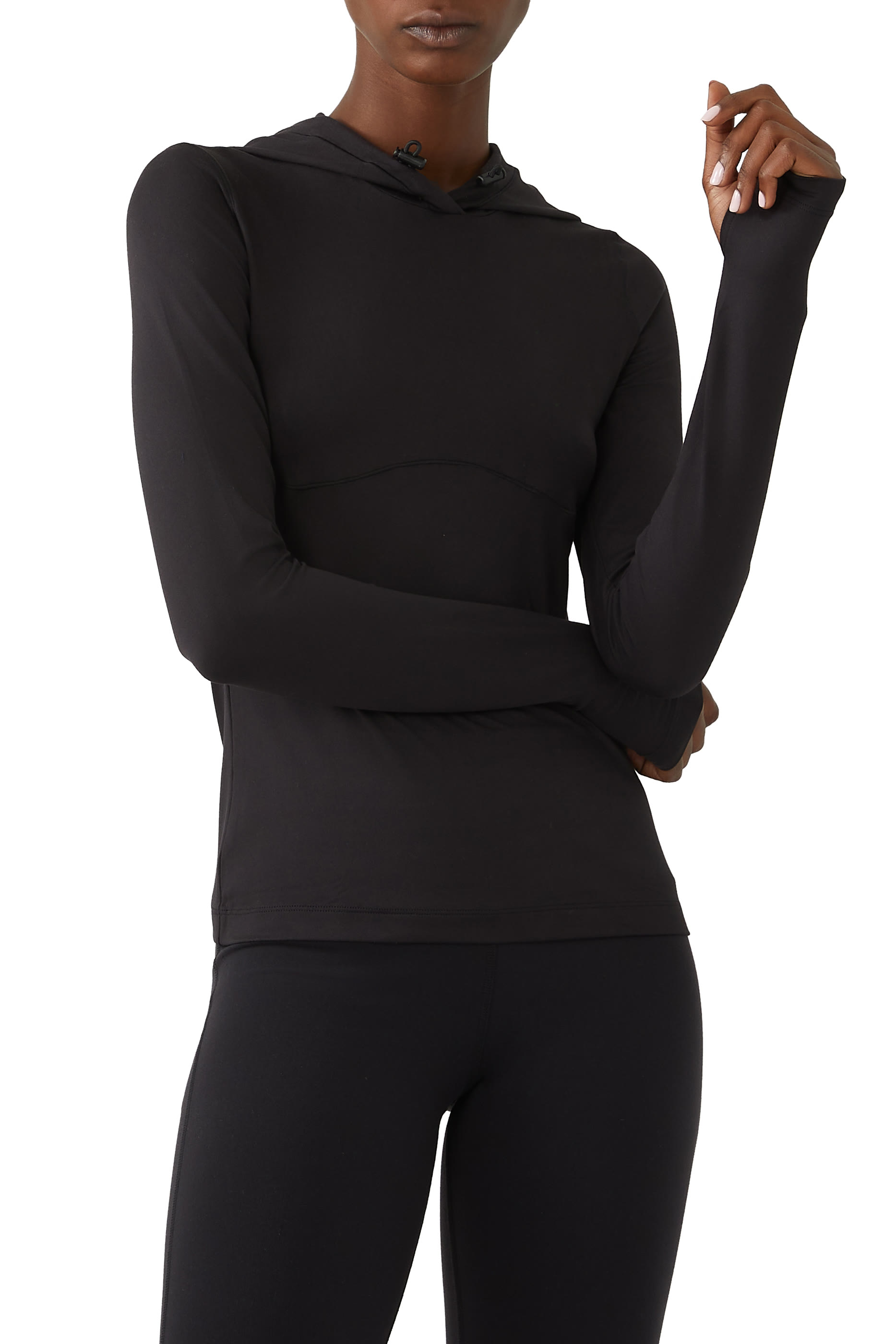 تيشيرت الو سوفت للركض بغطاء رأس وأكمام طويلة