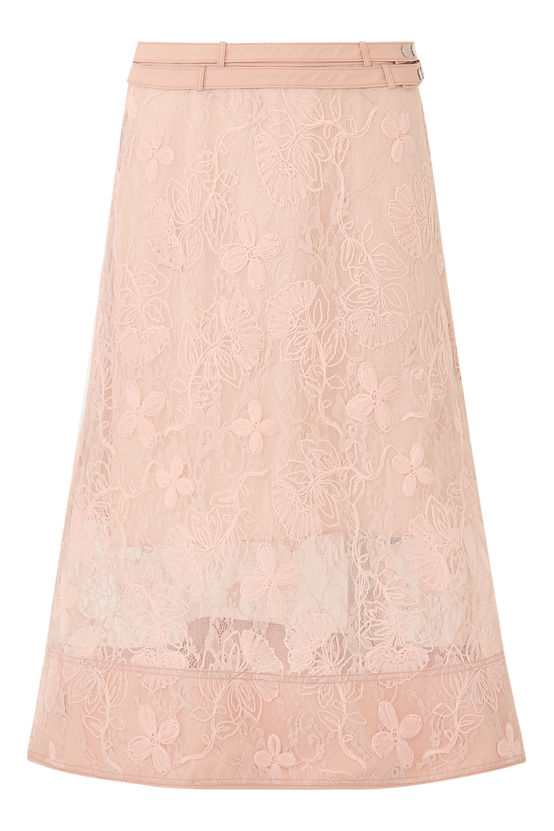 تنورة متوسطة الطول دانتيل بنقشة زهور