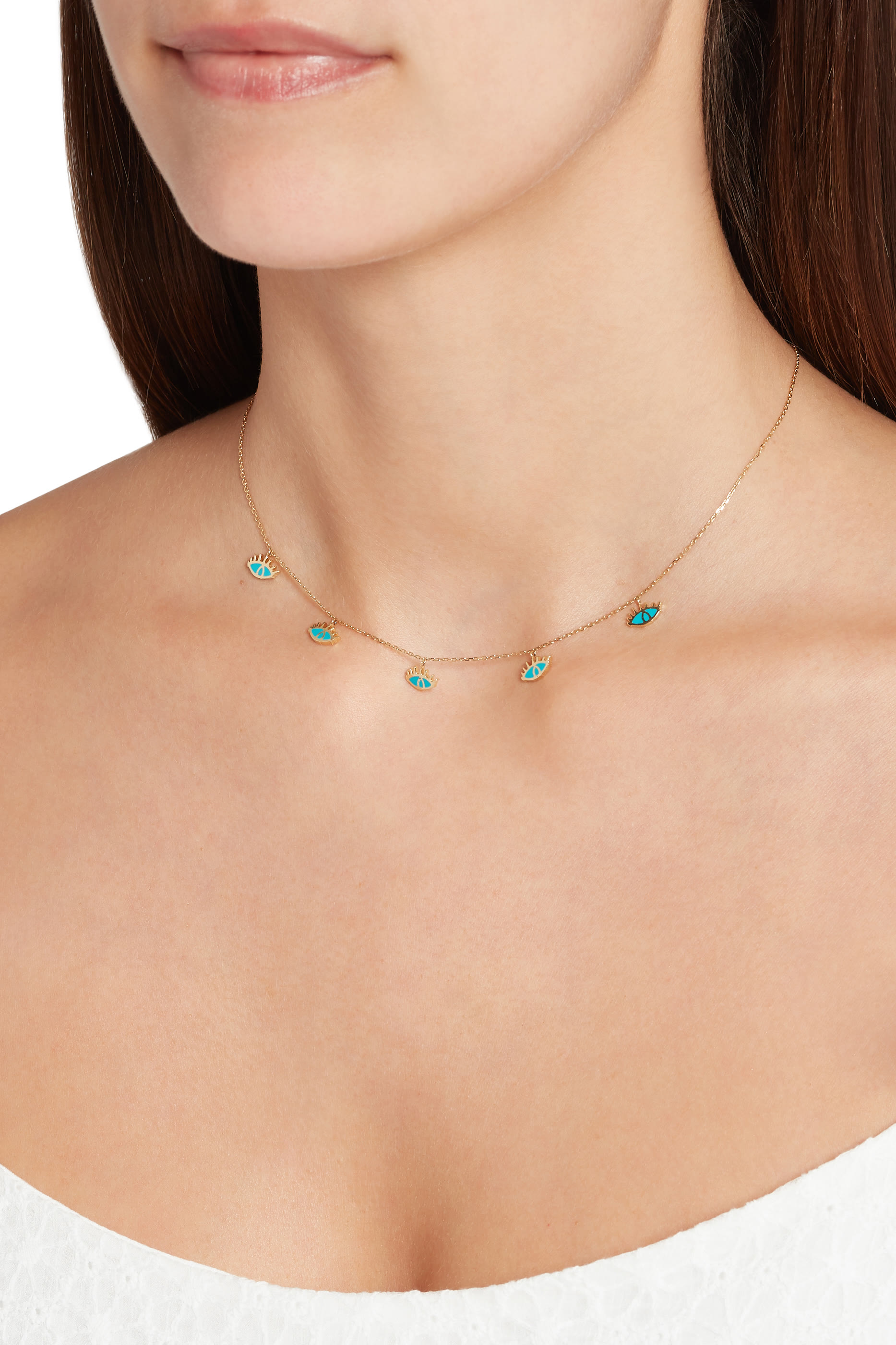 قلادة بحلي عيون مطلية بمينا فيروزي