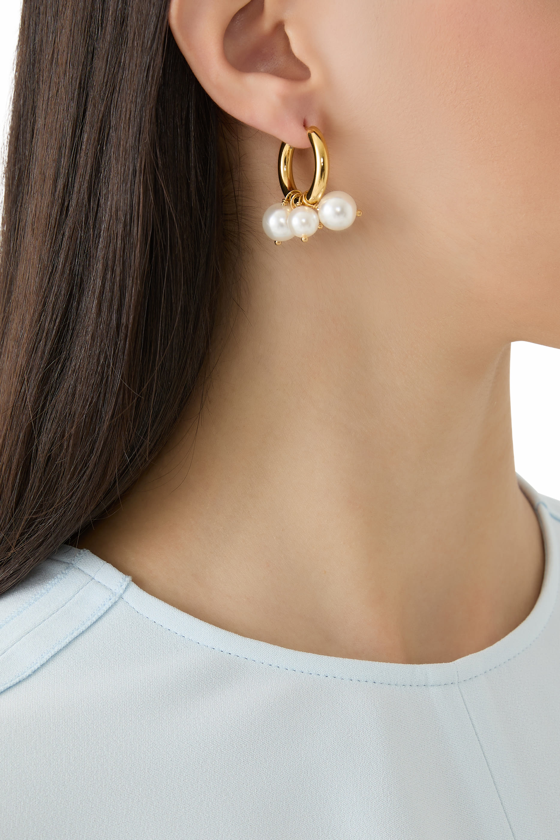 أقراط مزينة بلؤلؤ، طلاء بذهب عيار 24