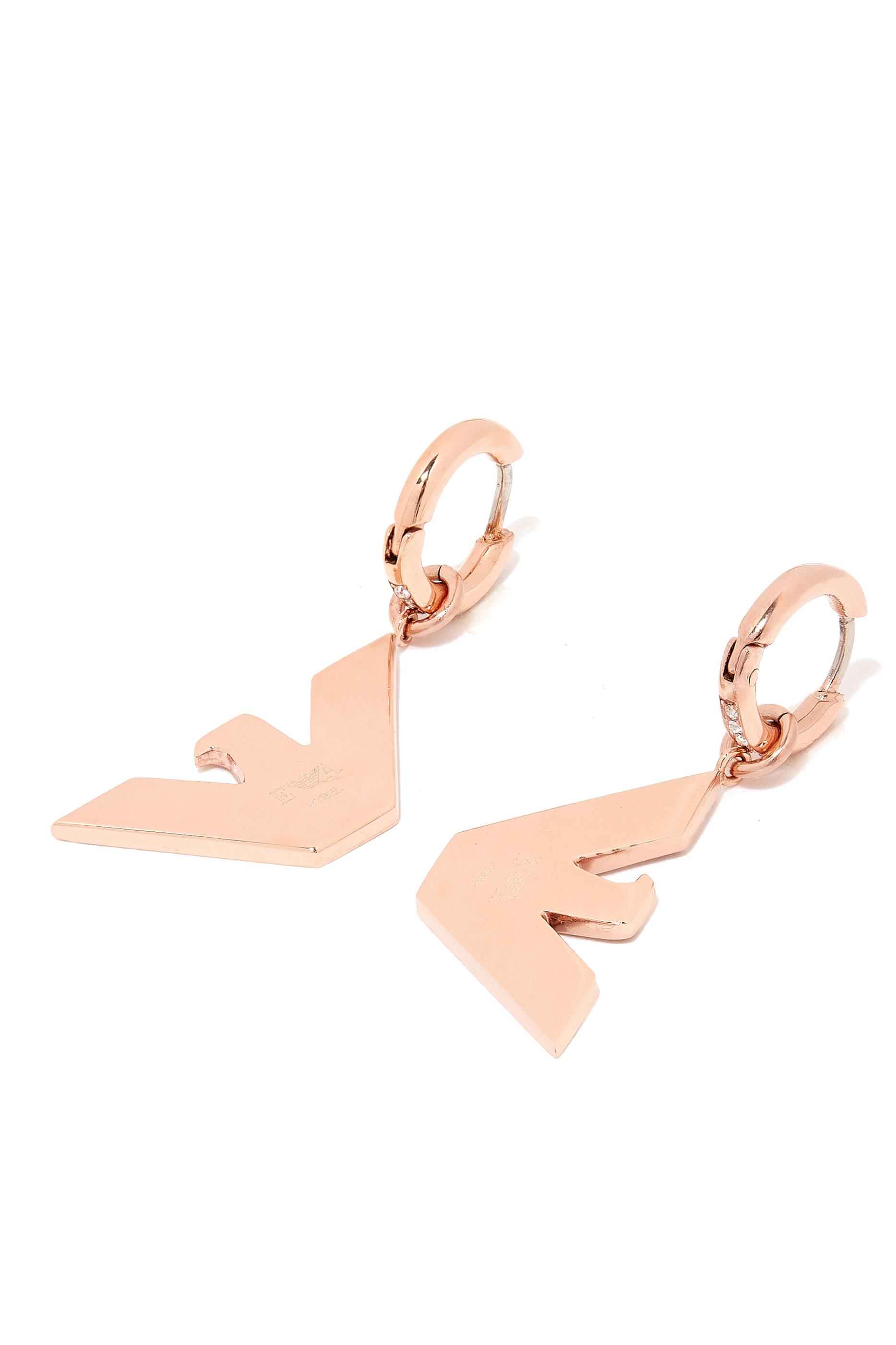 أقراط بشعار الماركة ستانليس ستيل مرصعة بالكريستال