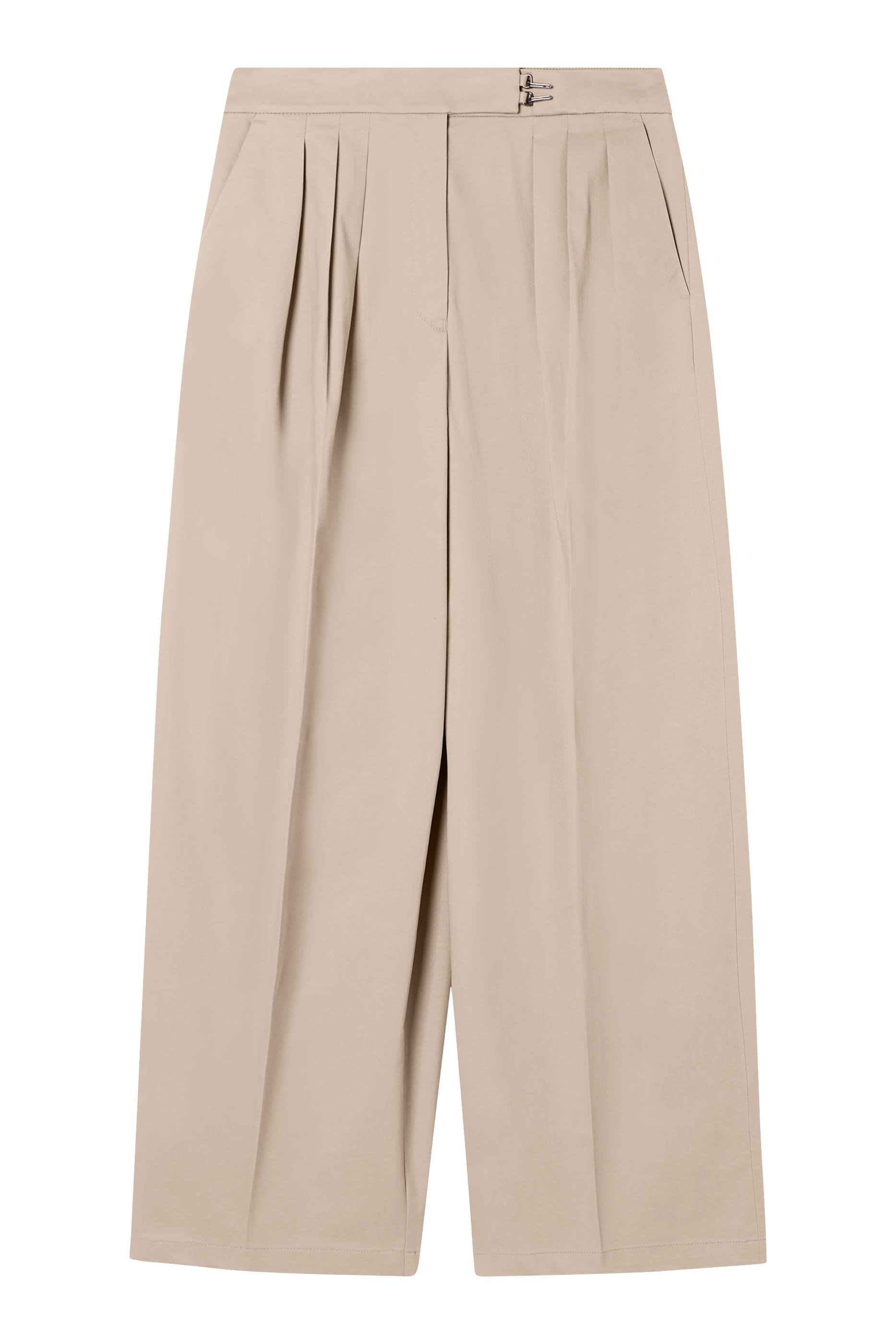 Pleated Brushed Cotton Trousers