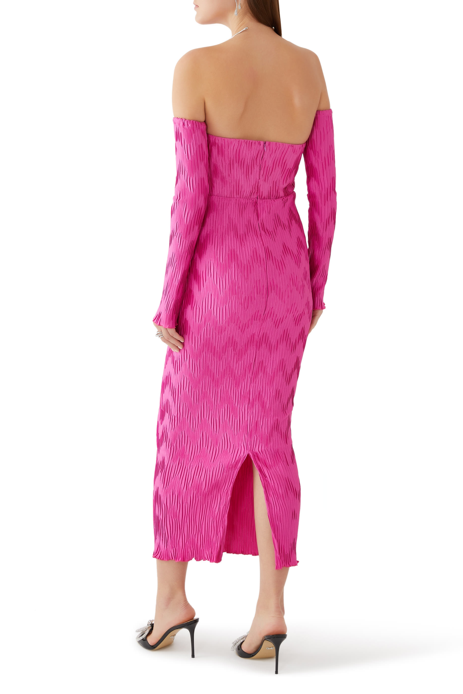 فستان افير متوسط الطول بطيات