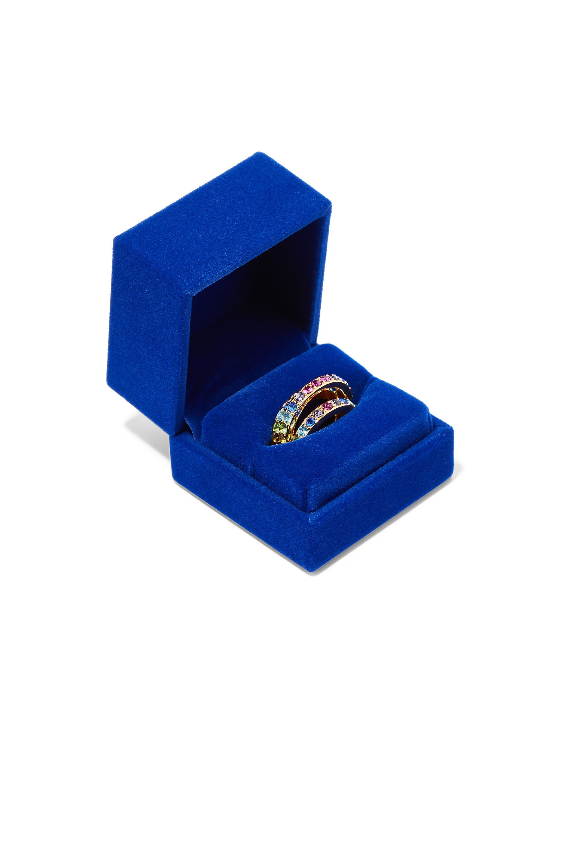 خاتم بتصميم بثلاث طبقات متعددة الألوان نحاس مرصع بالكريستال