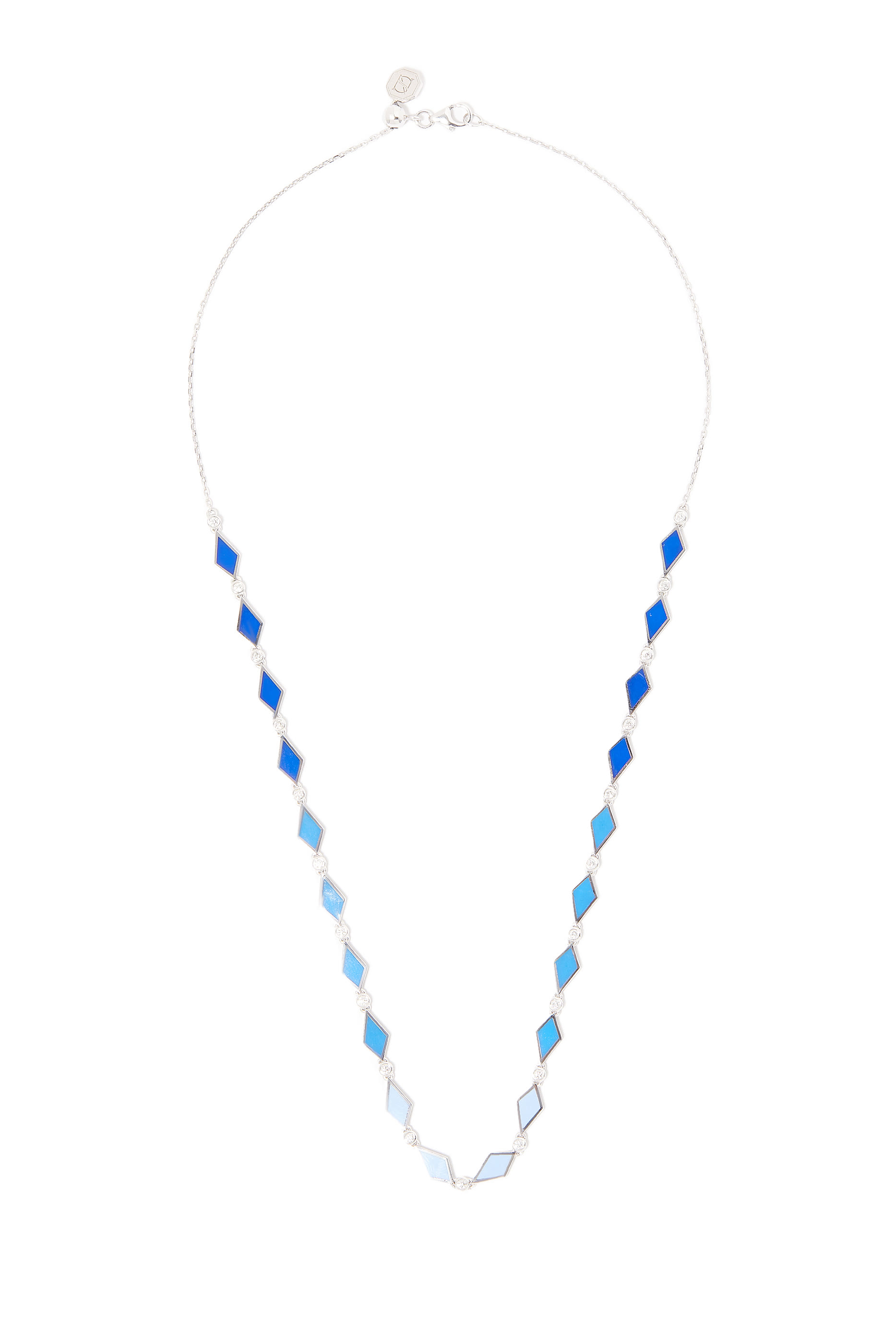 قلادة موزاييك مرصعة بالماس ذهب أبيض عيار 18