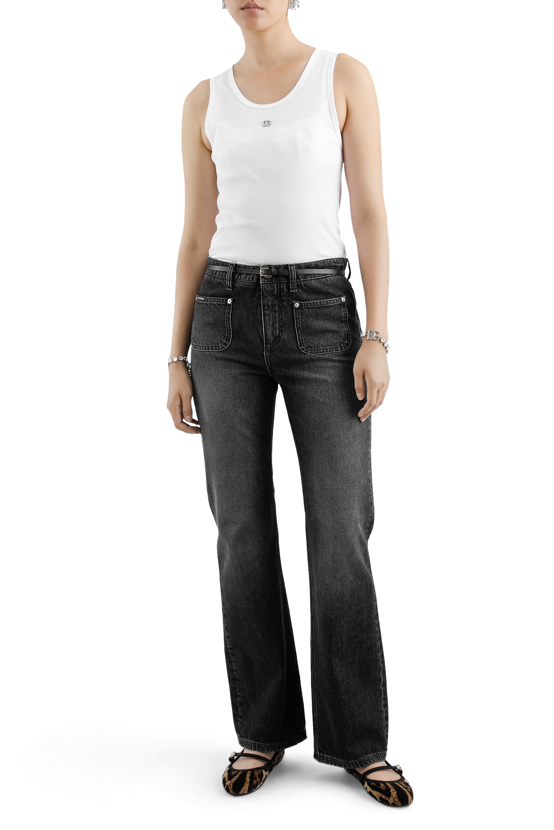 بلوزة بلا أكمام بشعار الماركة قماش مضلع فاخر جيرسيه