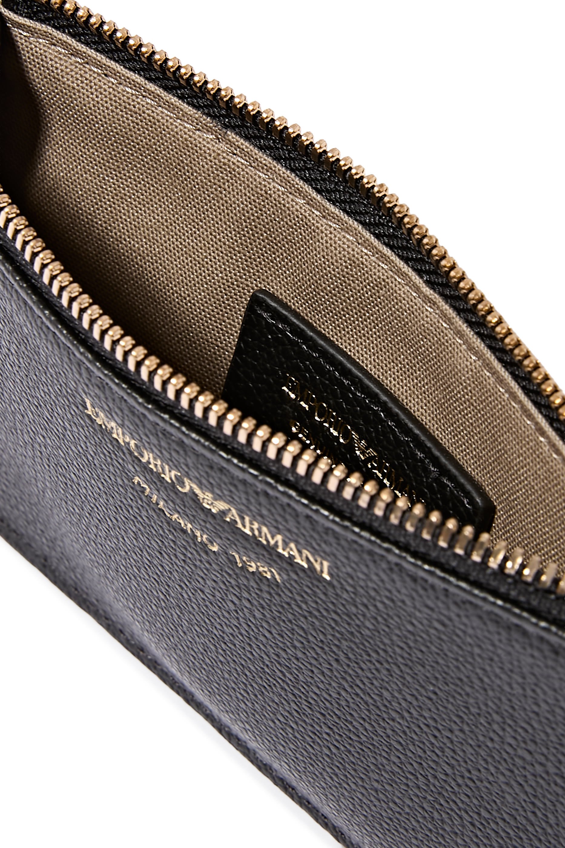 حافظة بطاقات بسحاب جلد بارز الملمس