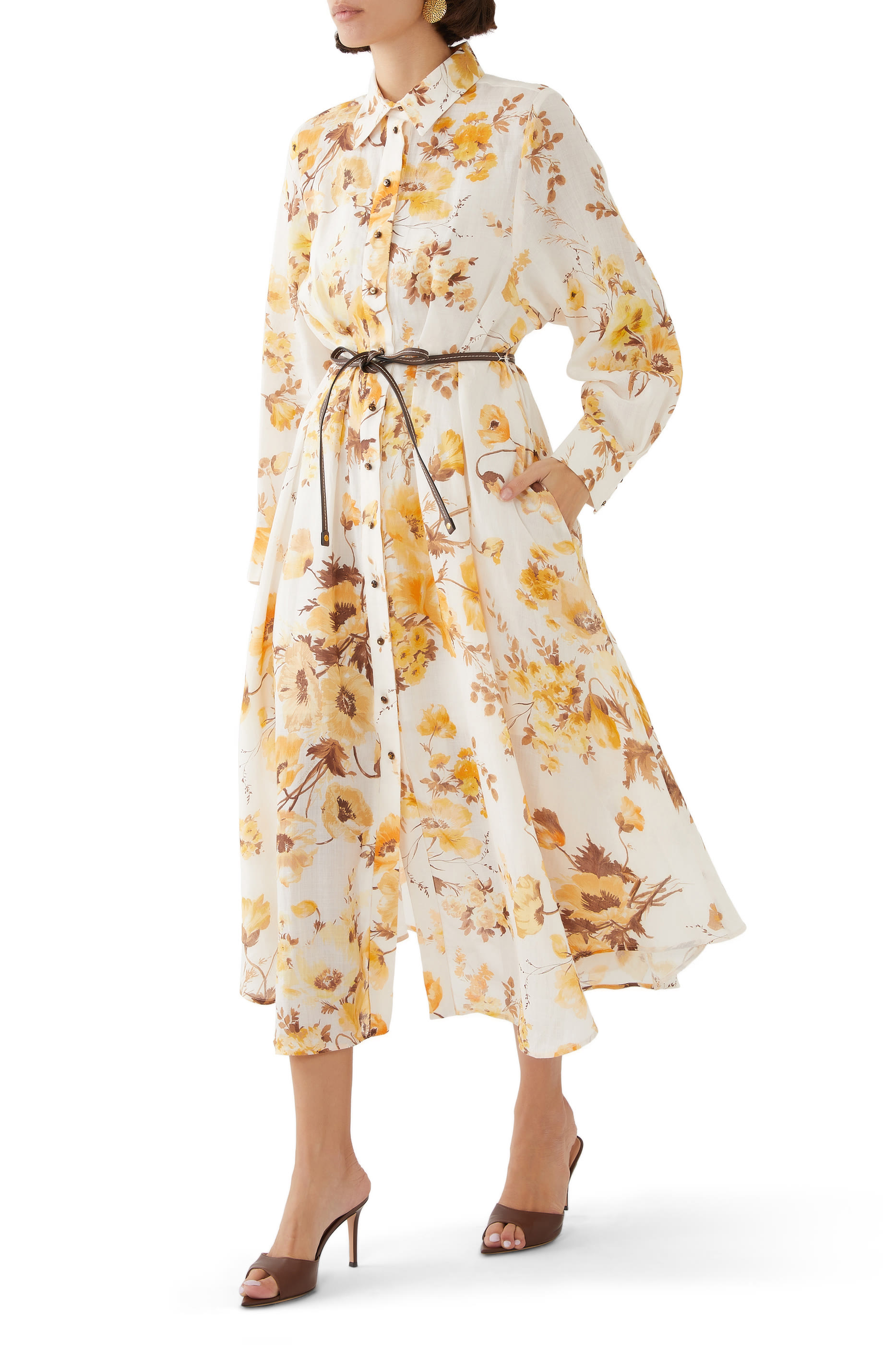 فستان أوتي بتصميم قميص بطيات