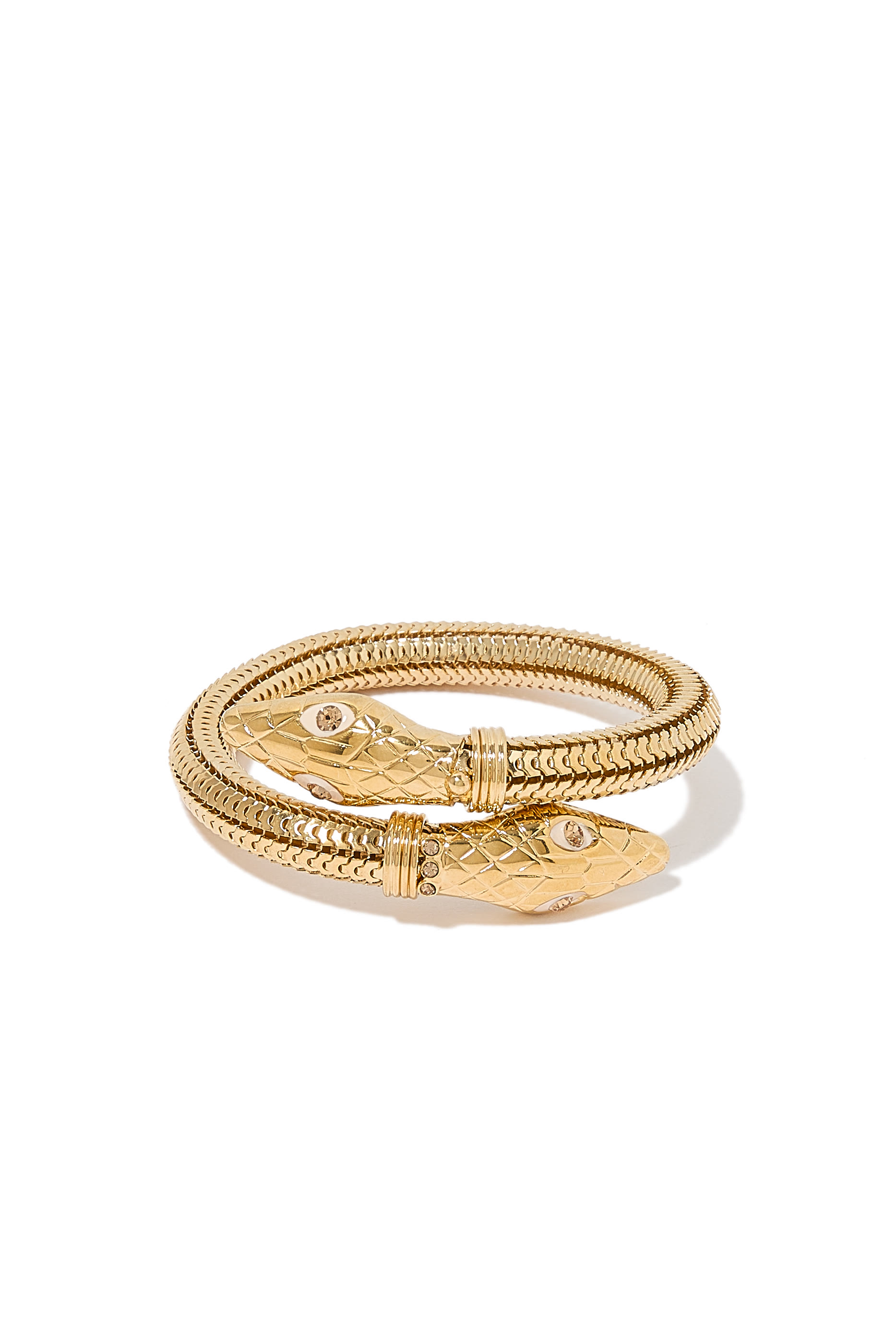 سوار بتصميم كوبرا مزين بمينا، نحاس مطلي بالذهب