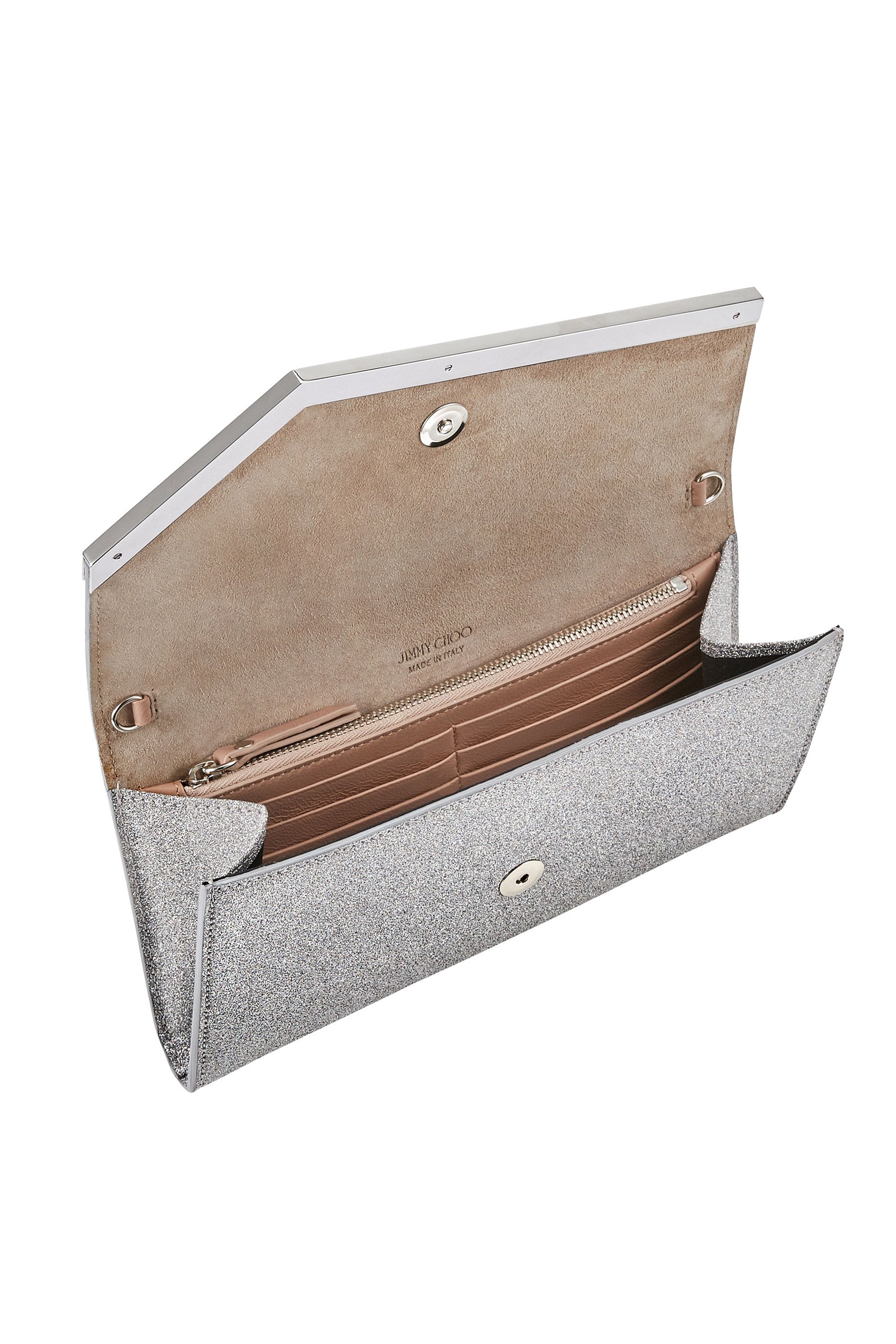 كلاتش إيمي متوسط الحجم جلد مزين بغليتر ناعم